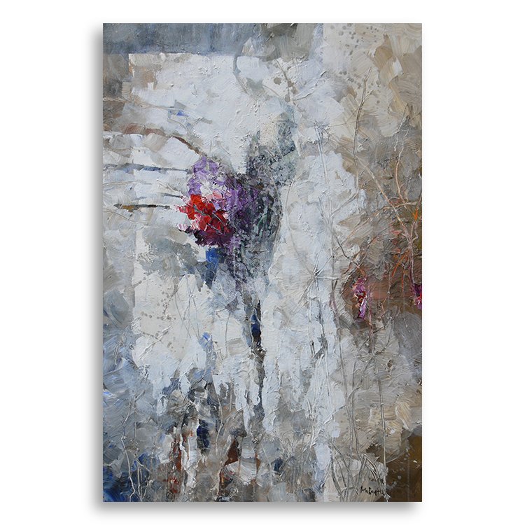 'Ich lerne sehen', (Rainer Maria Rilke), 80x120 cm, acryl (vermengd met zand) op linnen (TE KOOP € 2800,-)