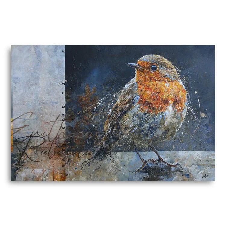 Roodborstje, 120x80, acryl (met zand) op linnen (Sold)