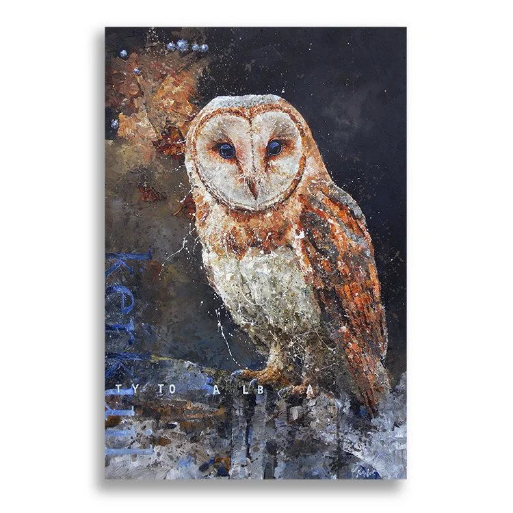 Kerkuil, 80x120 cm, acryl (met zand) op linnen (TE KOOP: € 2800,-)