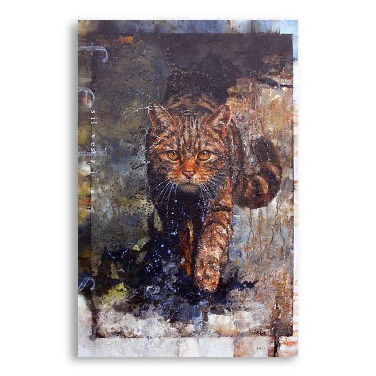 Wilde kat, 80x120 cm, acryl (met zand) op linnen (TE KOOP: € 2800,-)