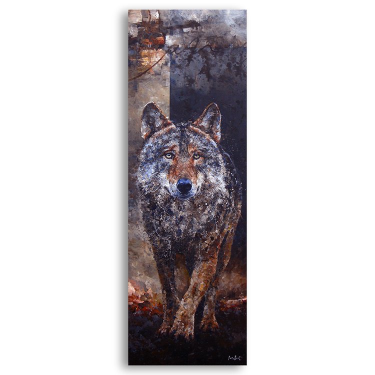 Wolf, 50x150 cm, acryl (met zand) op linnen (TE KOOP: € 2800,-)