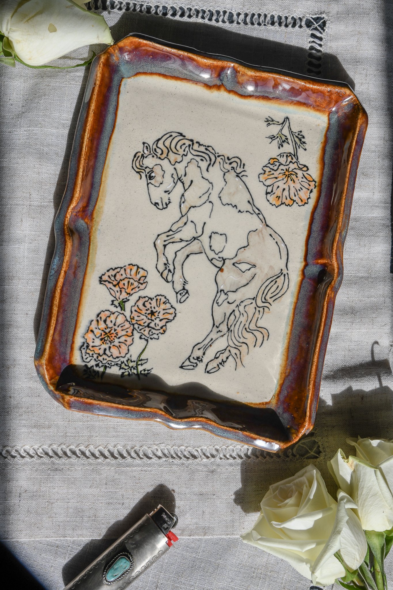 Horse & Poppy Tray