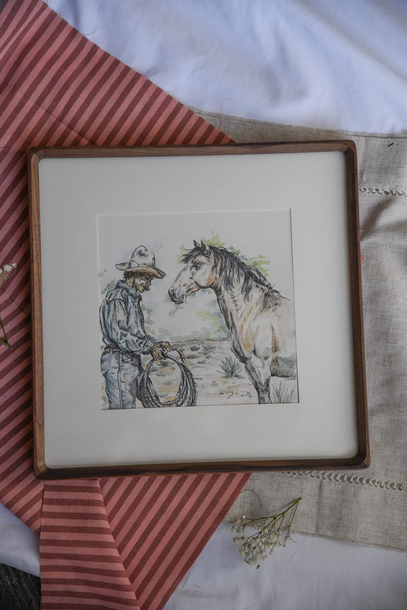 A Man & His Horse 8x8 Painting.jpg