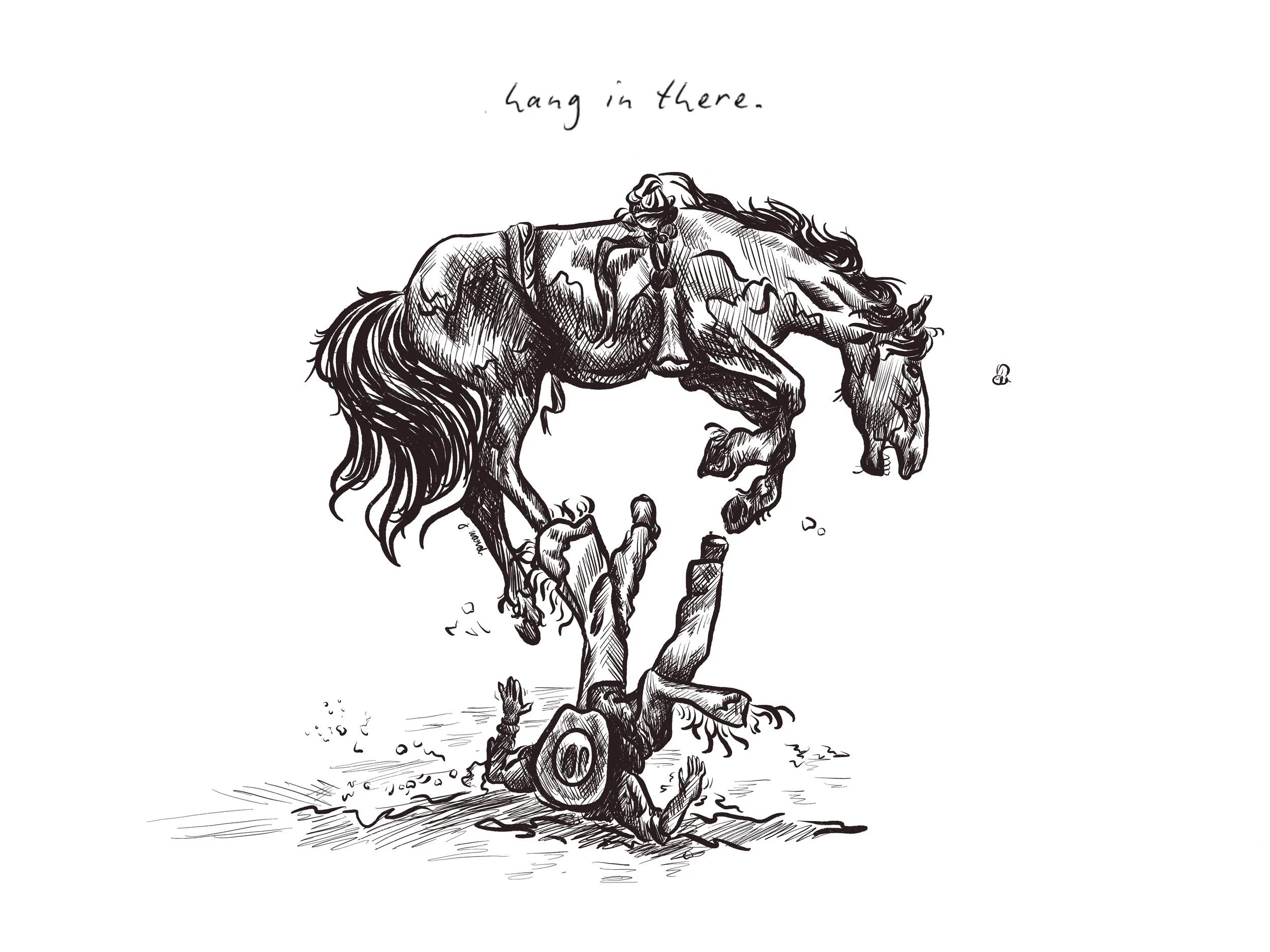 Hang In There Black & White Poster