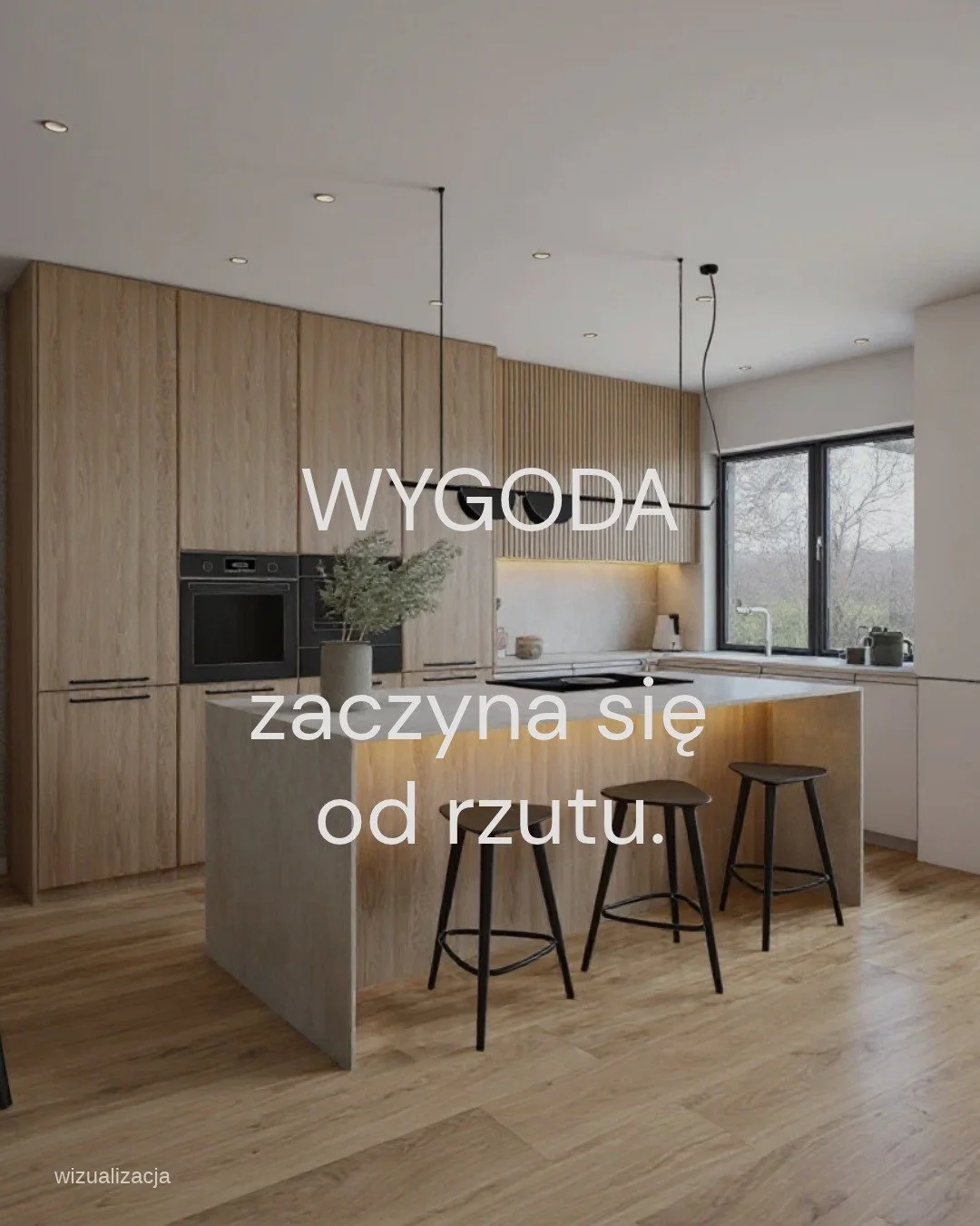 Wygoda zaczyna się od rzutu.

Od miejsca na kurtkę po wejściu do domu. Od kuchni, w kt&oacute;rej można swobodnie przygotować posiłek. Od gabinetu, kt&oacute;ry pomieści r&oacute;wnież gości.

W projekcie Stone w Komornikach zmieniliśmy układ obu kon