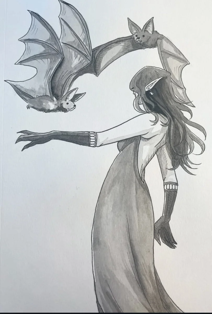 Vampiress; Pen and ink