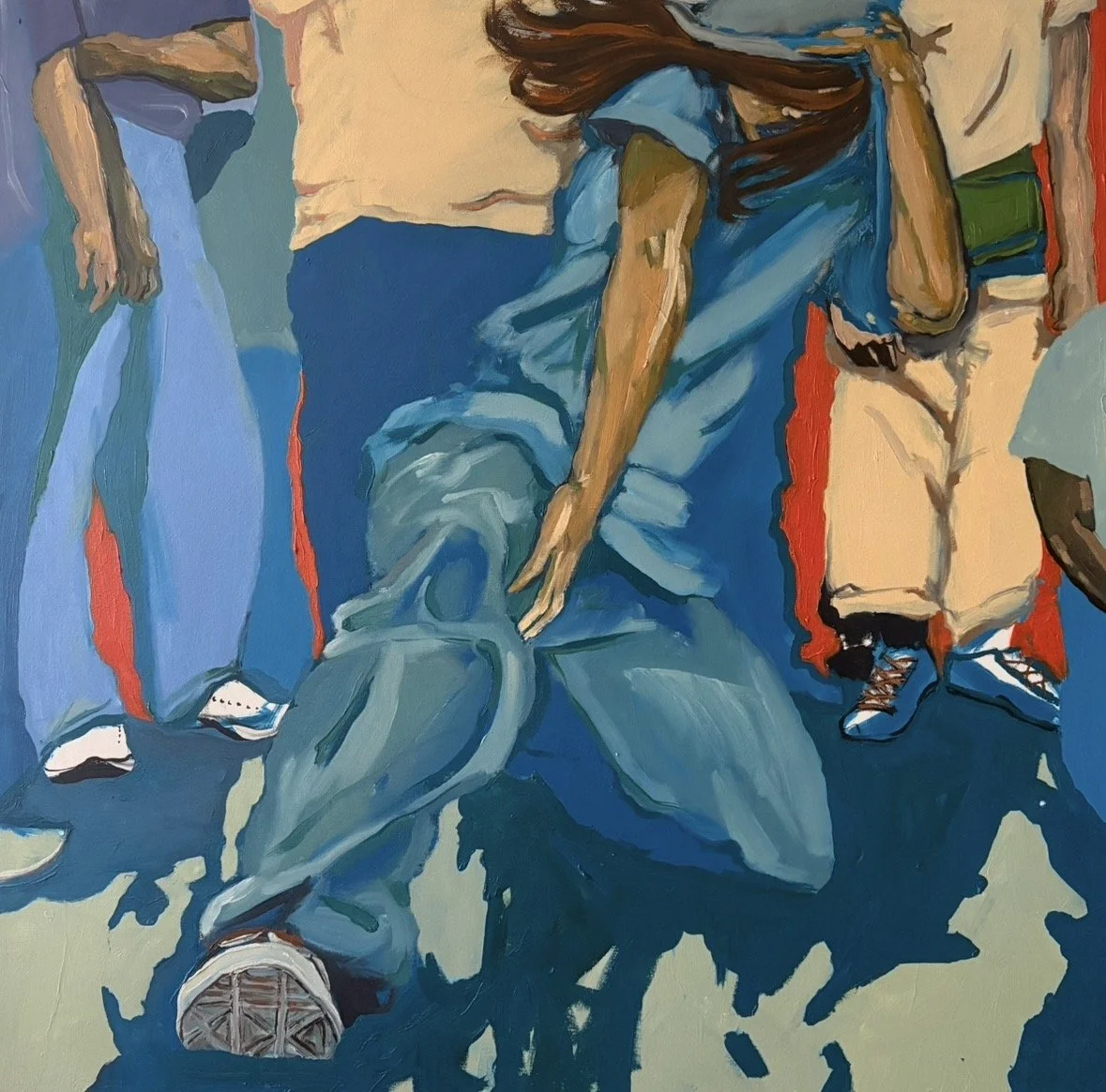 Swing, Sway, Freeze. 
Oil on canvas. 31 1/4 x 31 1/4 in.,  2025.