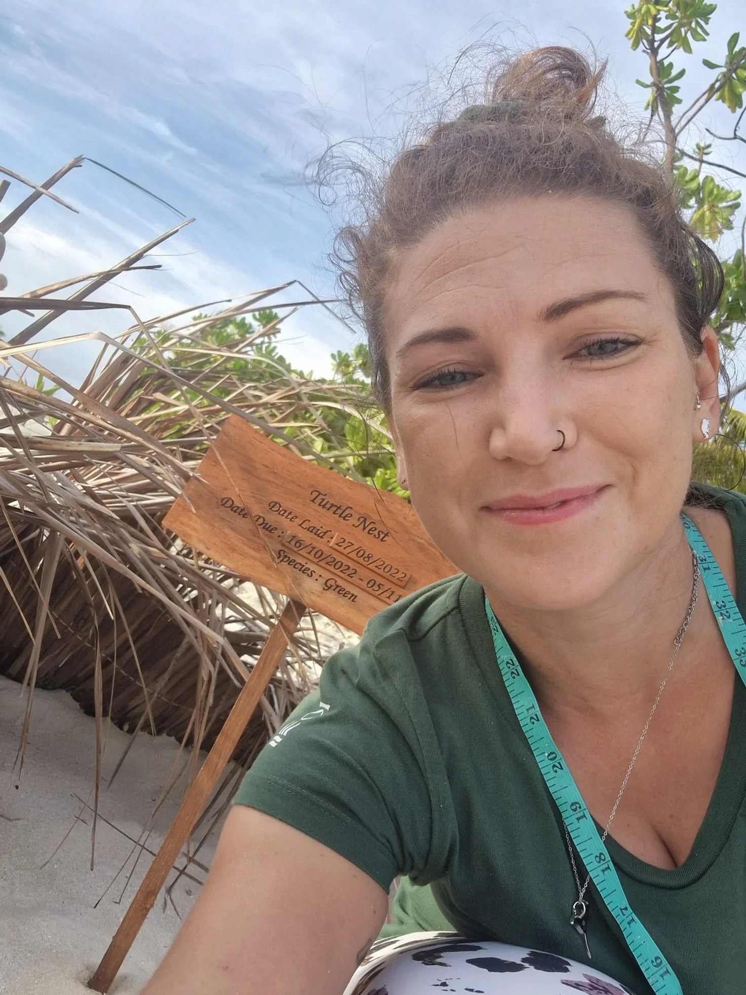 Lucy, a member of the Animal Rights Care Consultancy (ARCC) team, at a protected turtle nesting site, promoting ethical wildlife conservation and compassionate animal care.