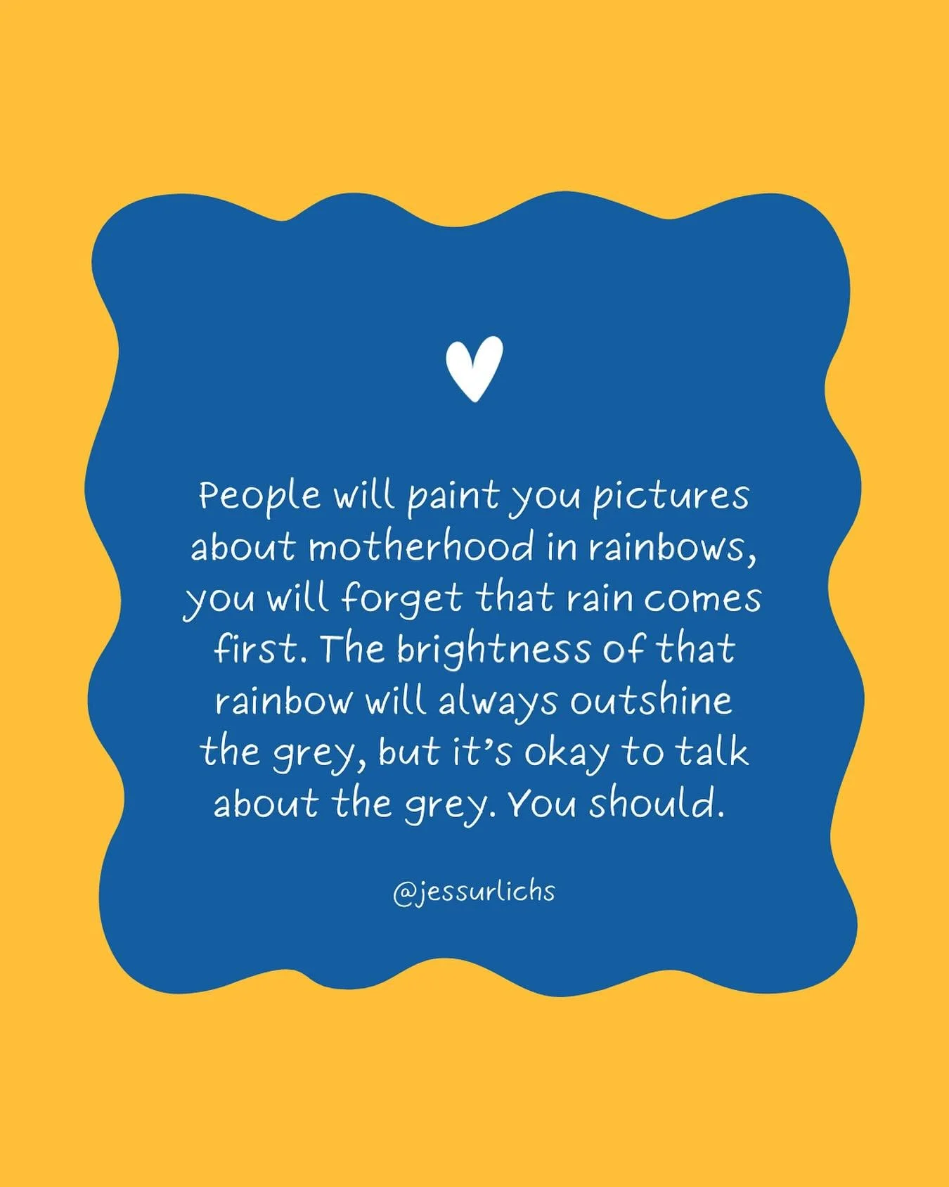A gentle reminder to check in with your loved ones and know that you are never alone in your feelings. It&rsquo;s okay + normal to experience the grey, but there is a beautiful 🌈 waiting after the storm!

Credit &amp; inspiration @jessurlichs 

#mon