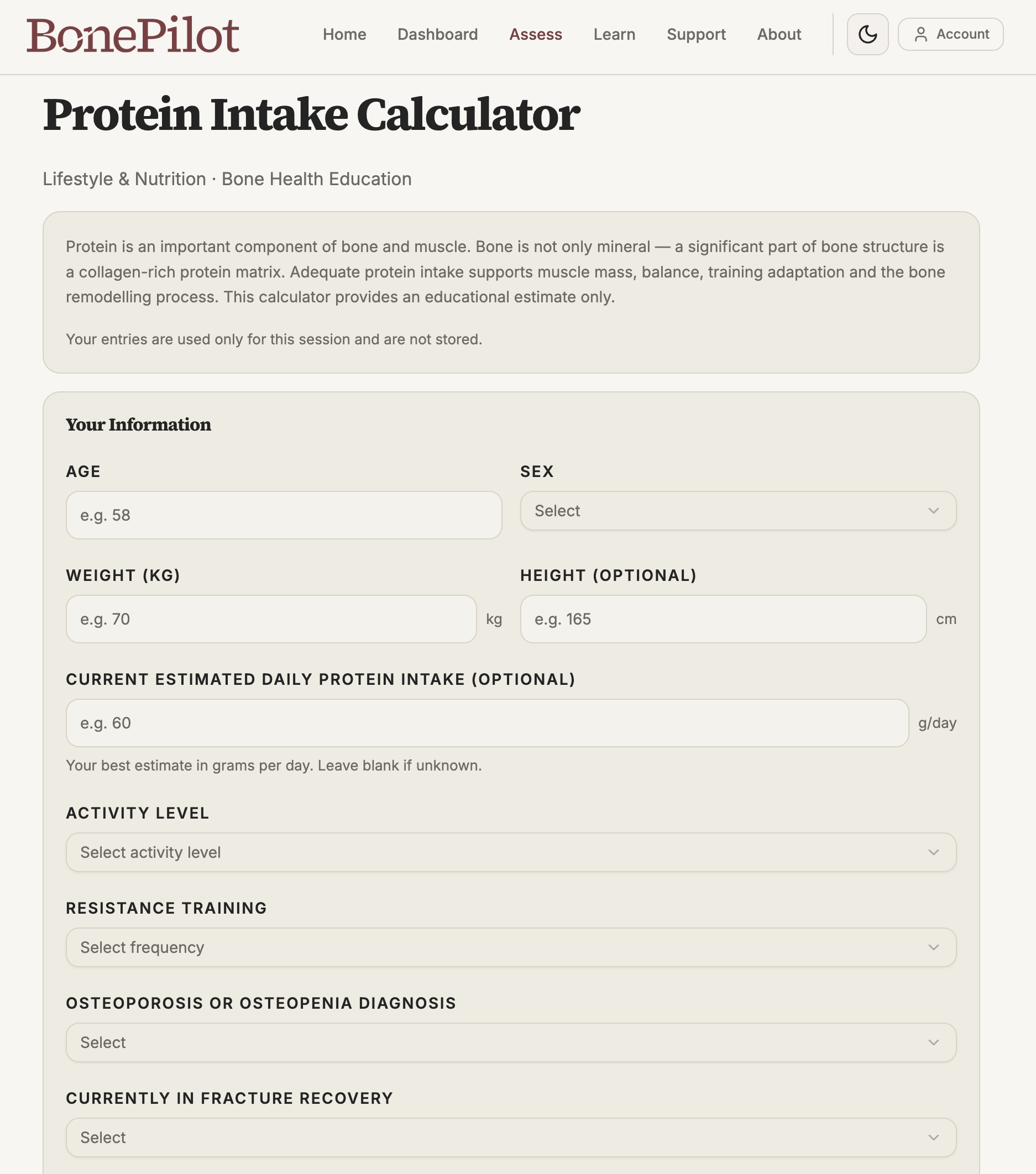 BonePilot - Protein Intake Calculator