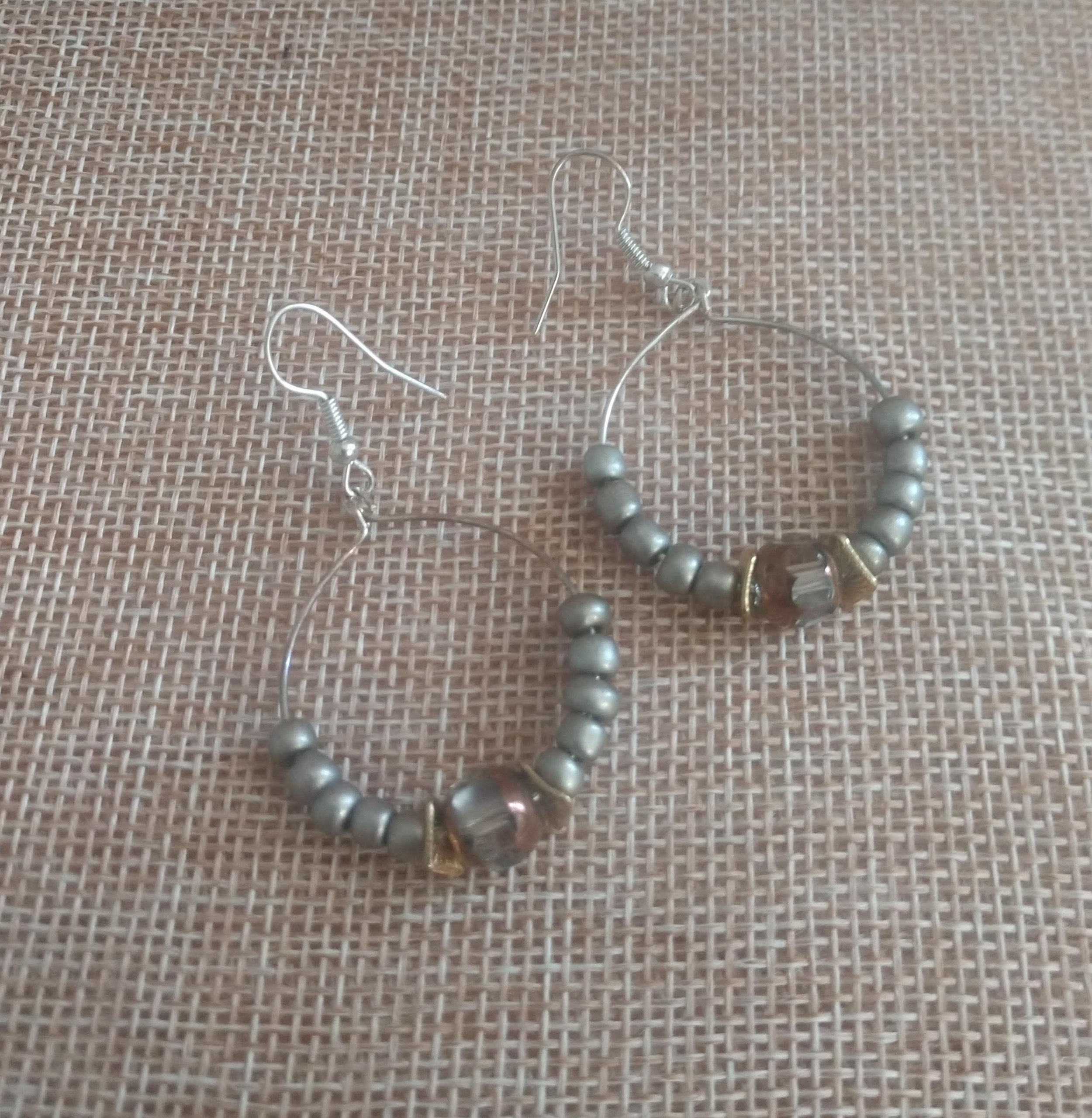 Silver Grey Hoop Earrings