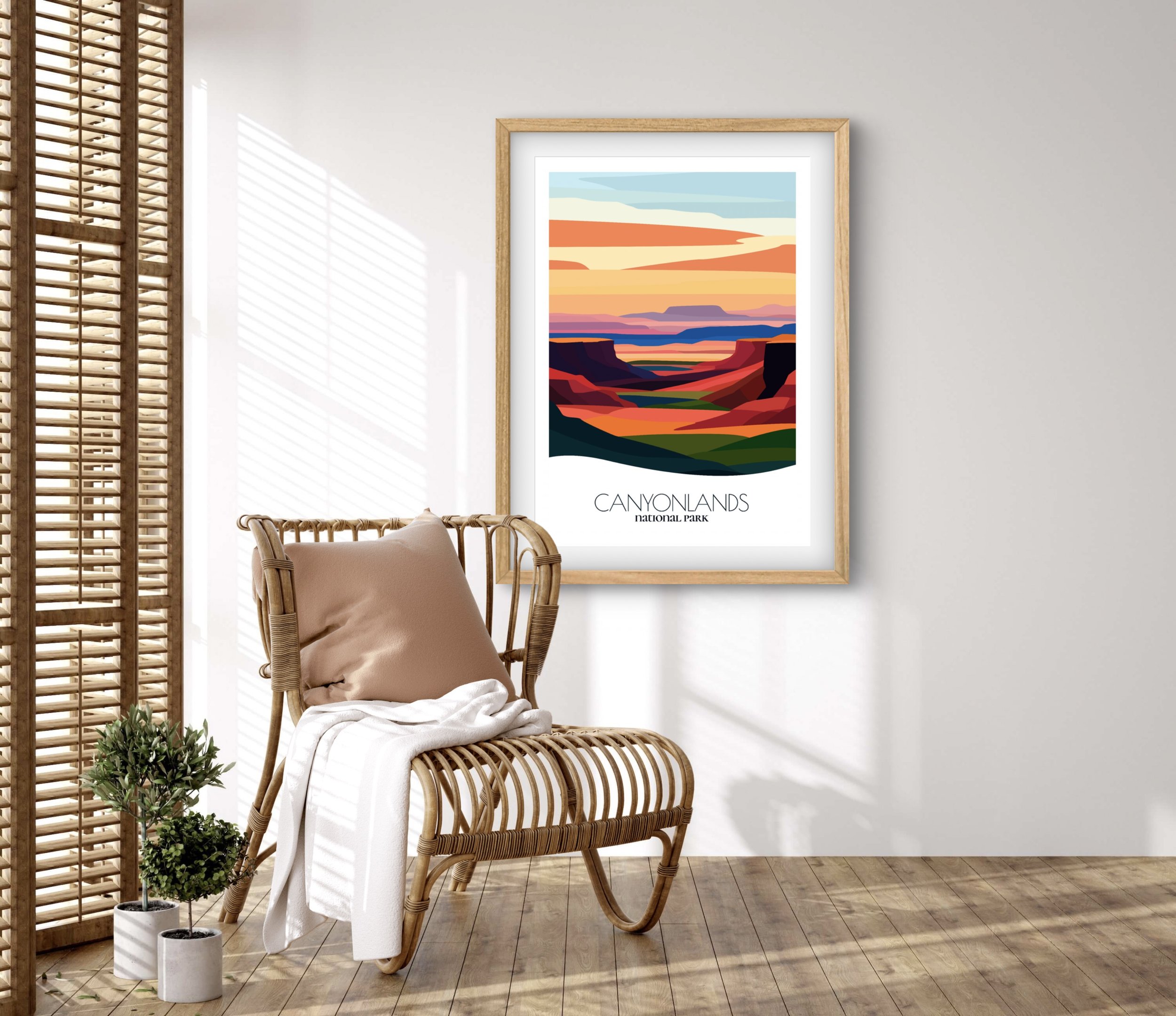 Retravell minimalist poster of Canyonlands National Park, branded travel art for collectors and fans.