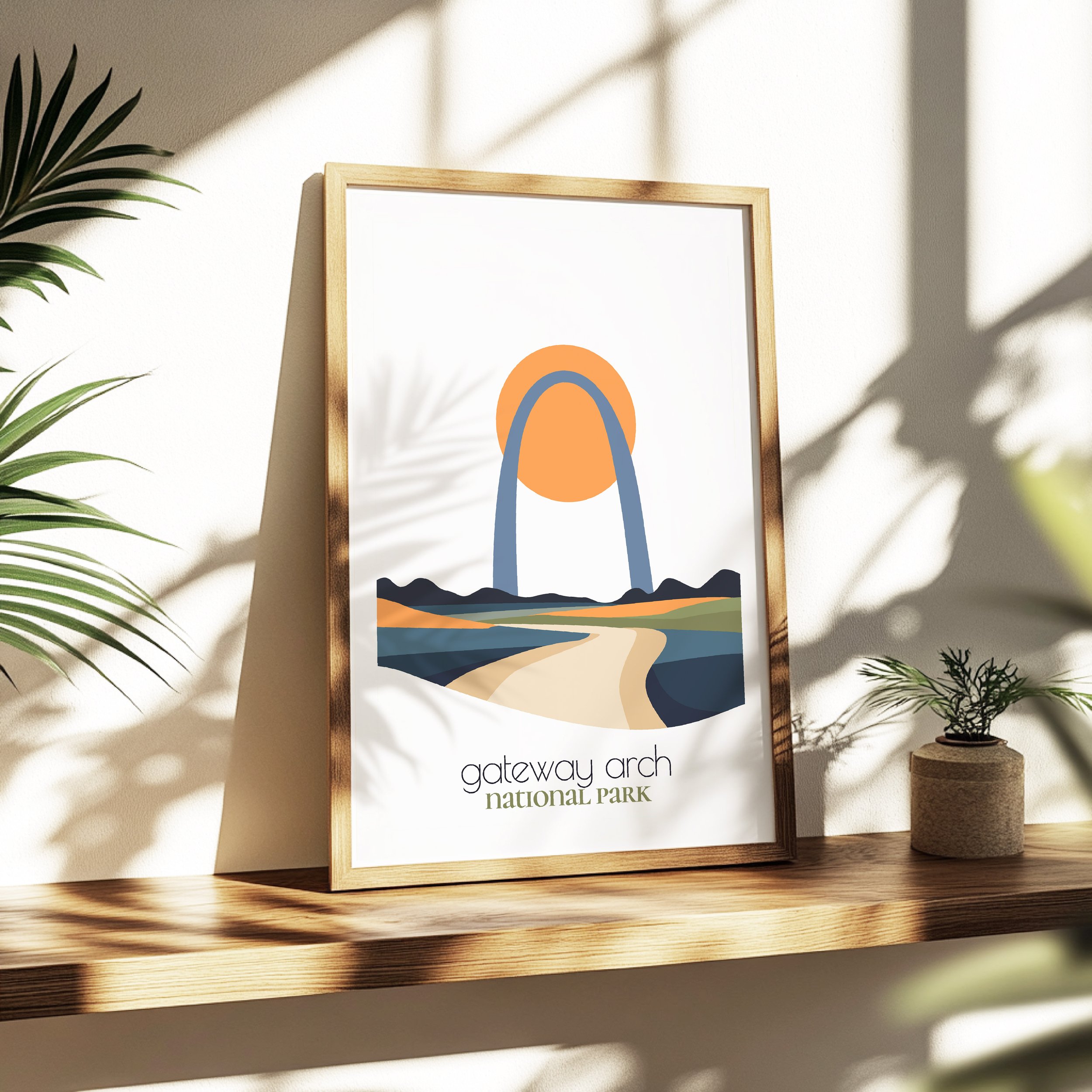 Gateway Arch national park print - soothing minimalist nature wall art for bedroom