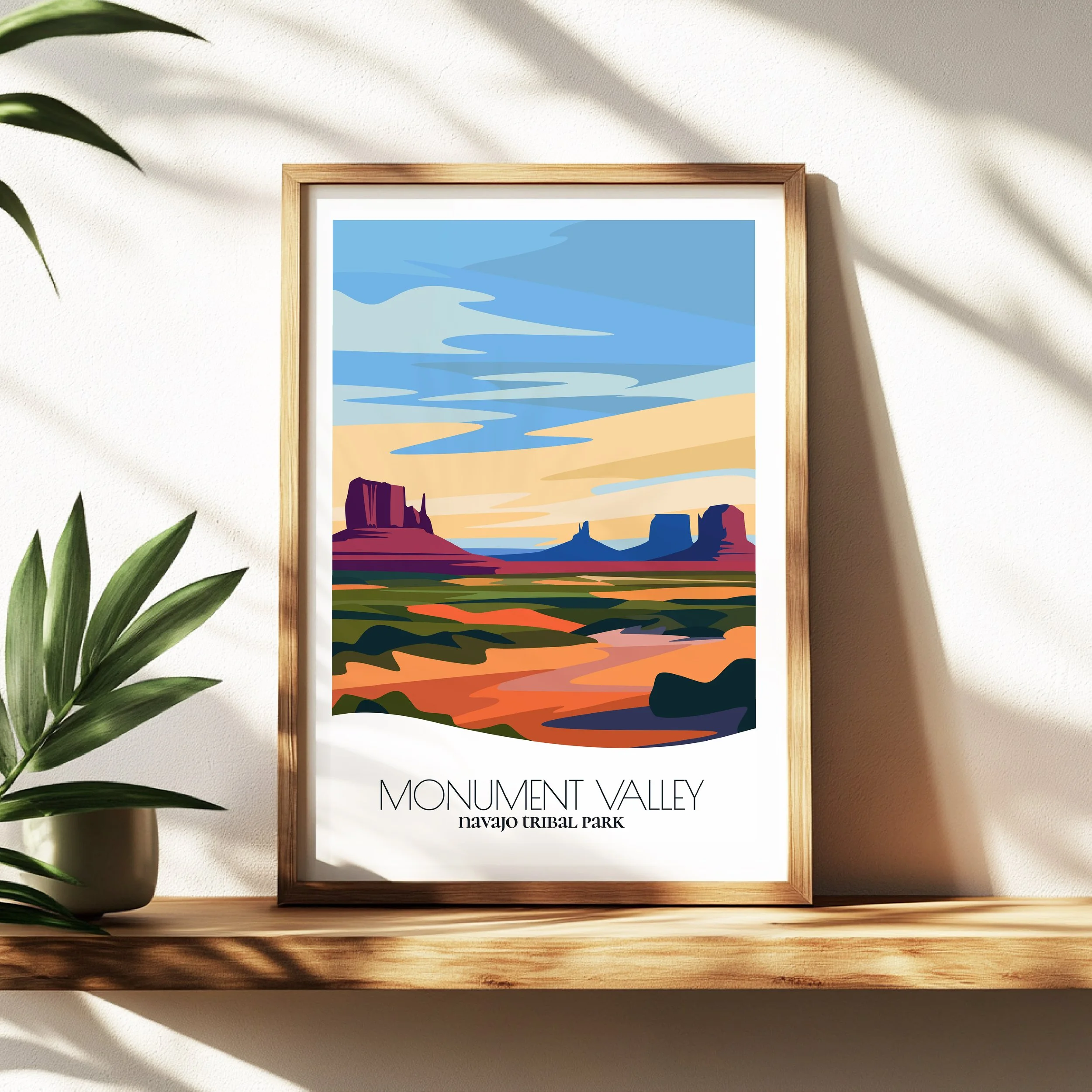 Wall art print of Monument Valley  for interior decor; high quality print in Utah - Arizona.