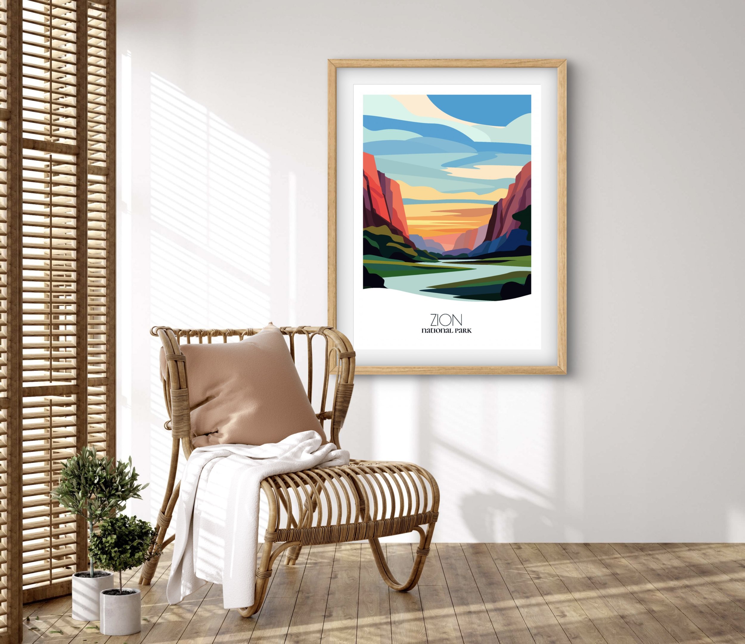 Retravell minimalist poster of Zion , branded travel art for collectors and fans.