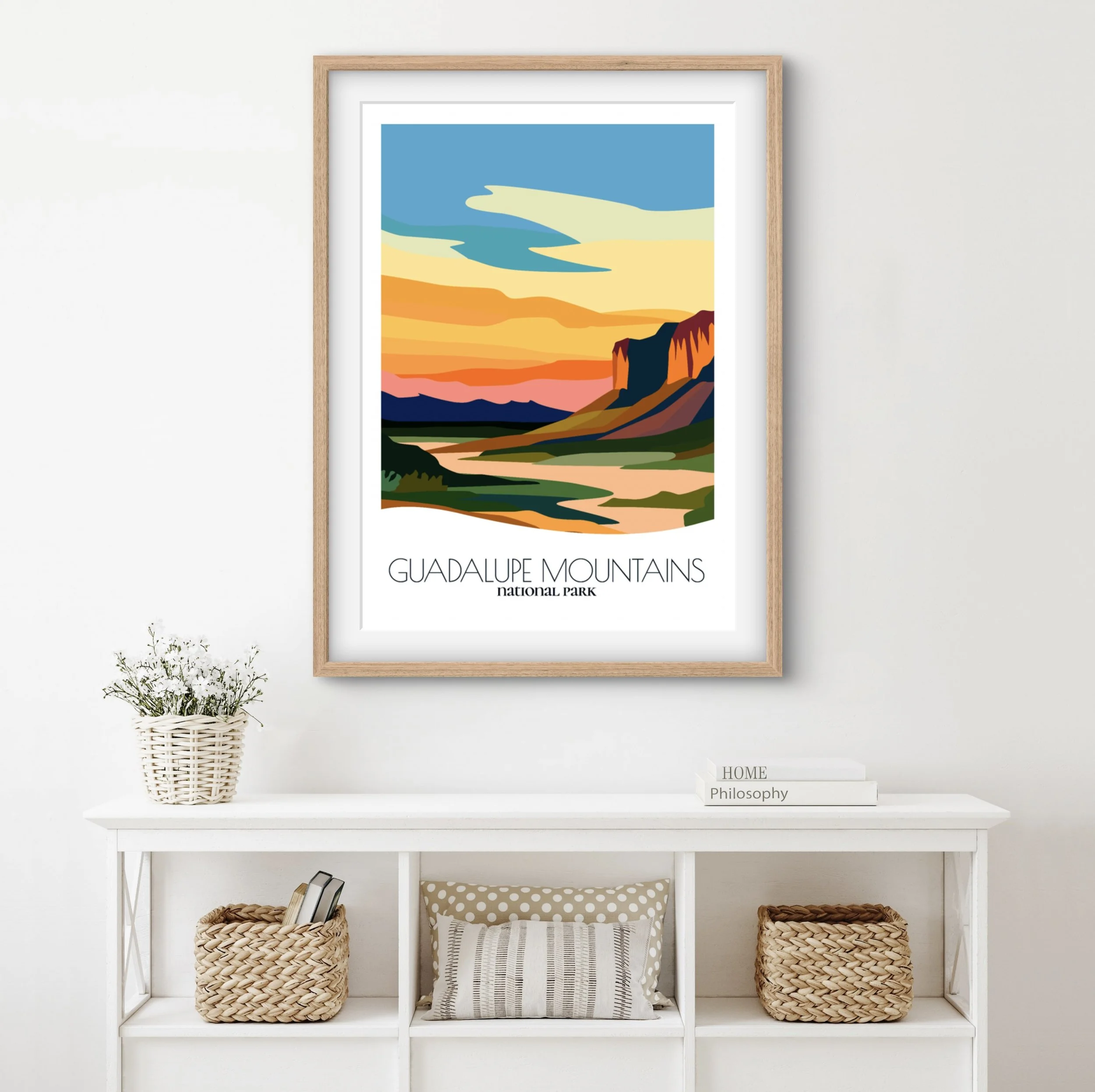 Home decor poster of Guadalupe Mountains National Park, premium print quality for stylish Texas interiors.