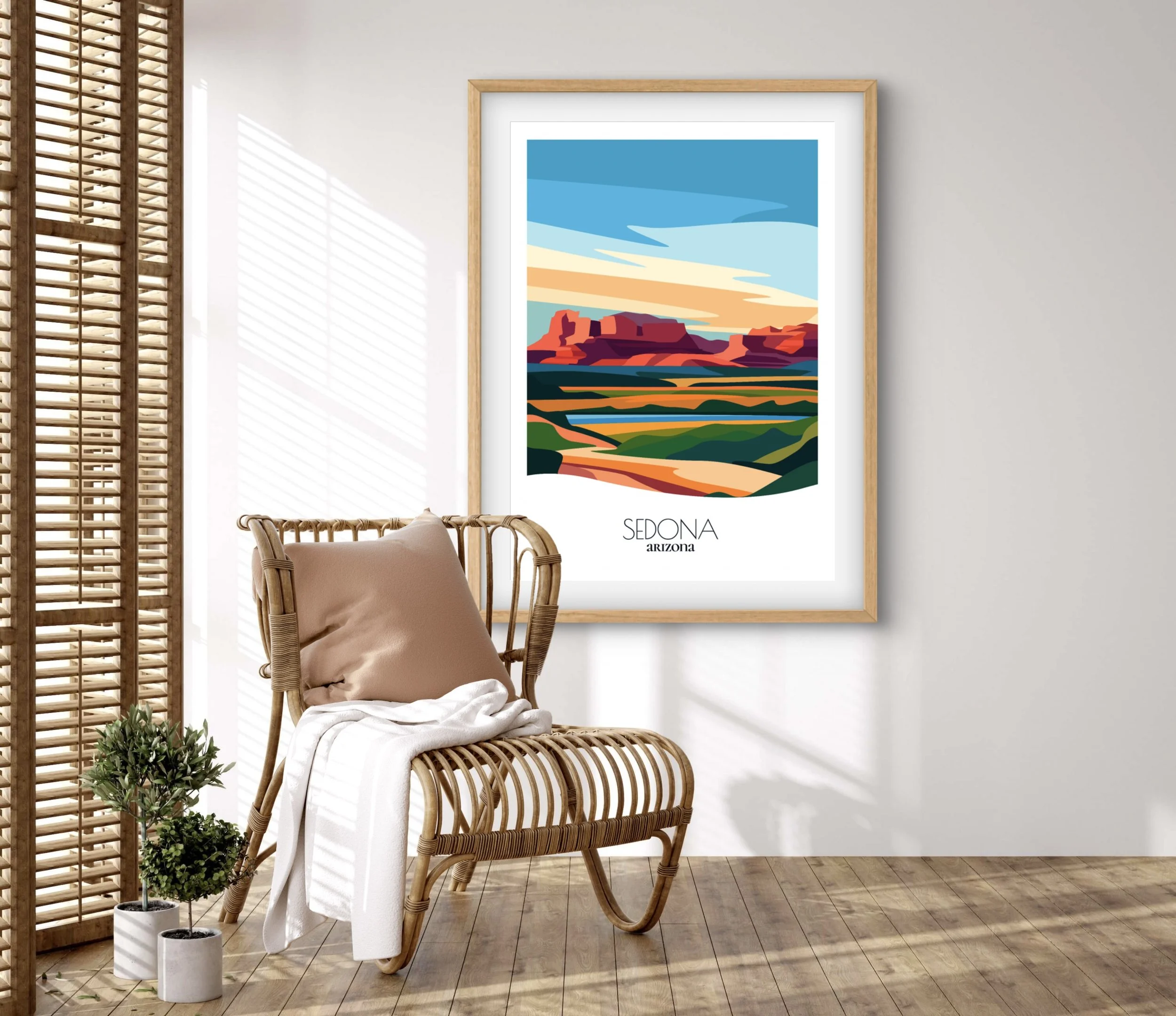 Retravell minimalist poster of Sedona, branded travel art for collectors and fans.