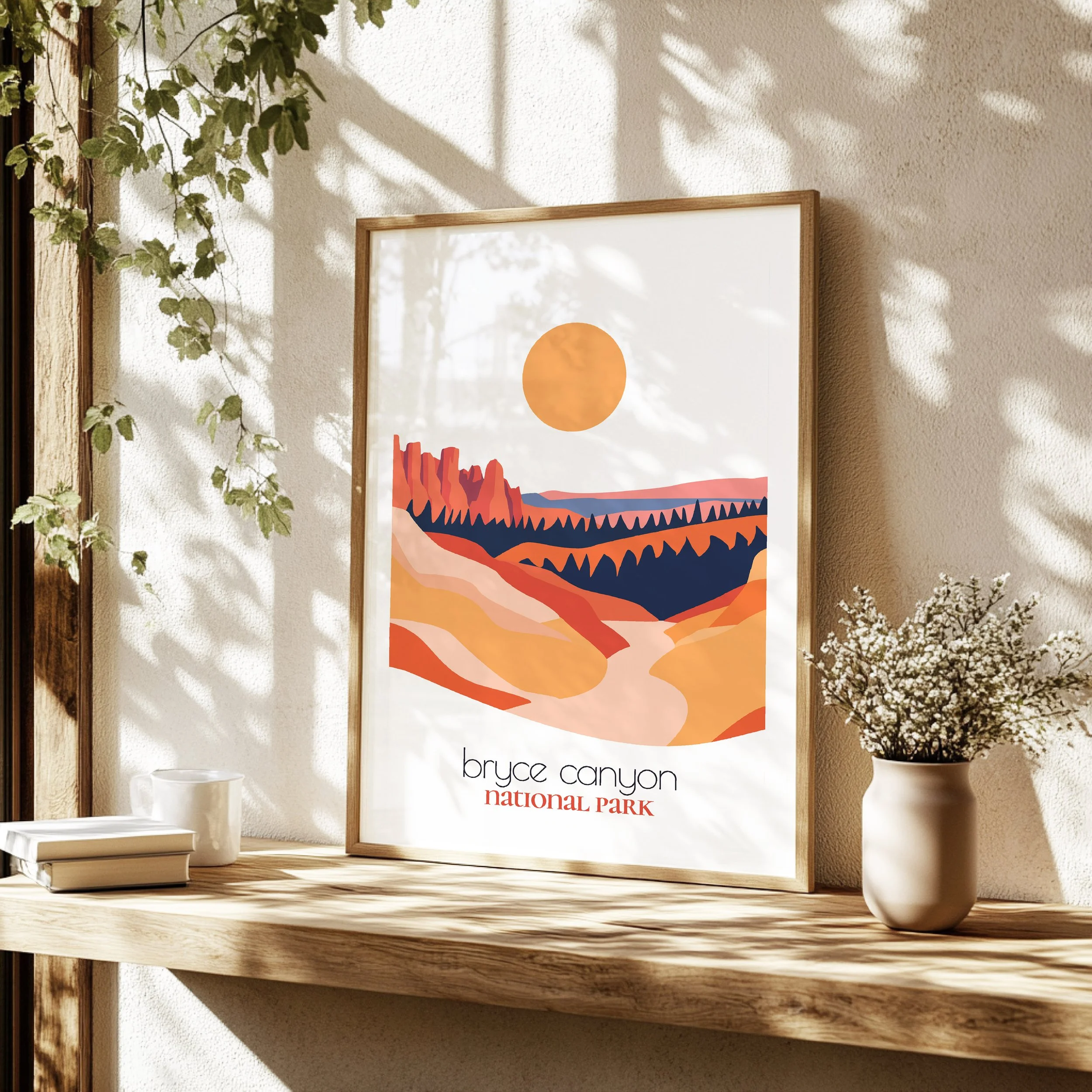 Detailed view of Bryce Canyon travel print - minimalist flat abstract print quality