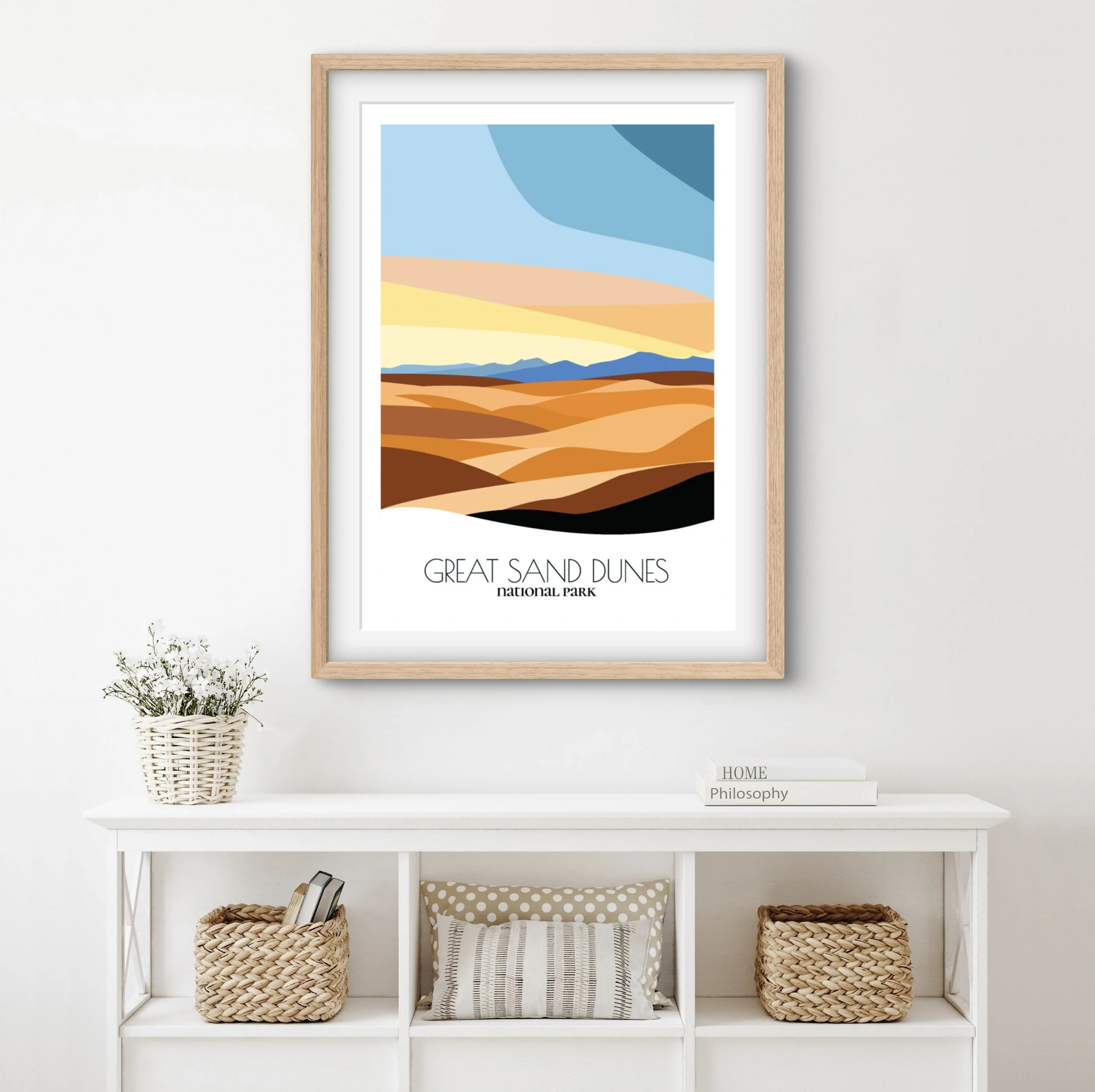 Home decor poster of Great Sand Dunes National Park and Preserve, premium print quality for stylish Colorado interiors.