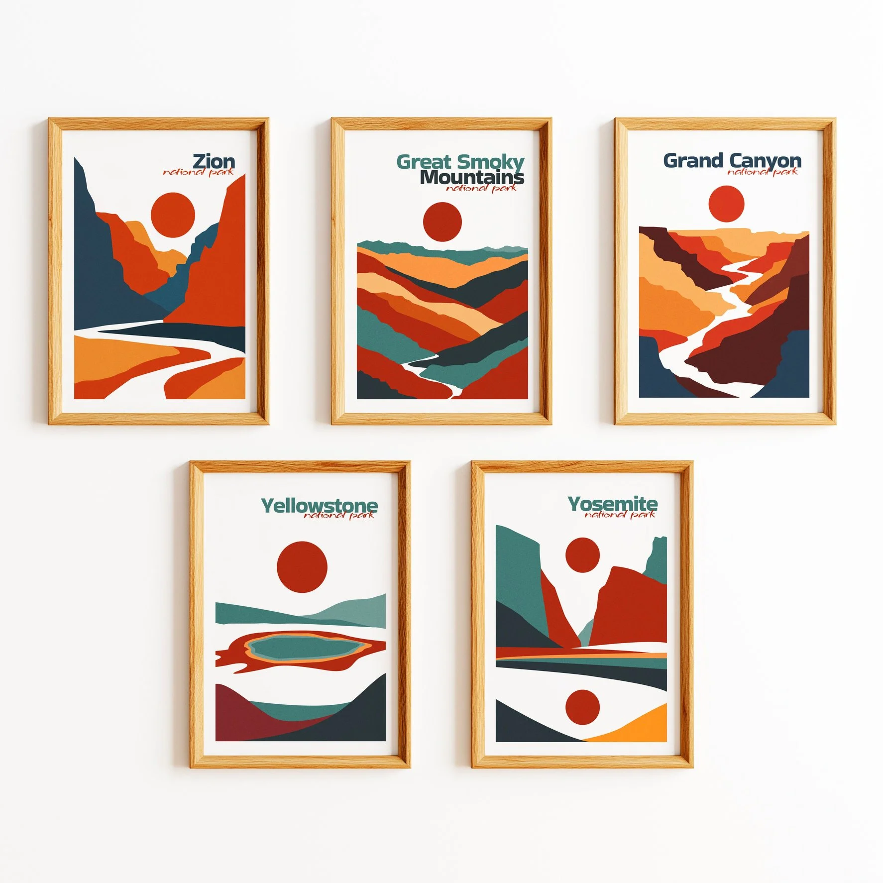 Set of 5 National Park Posters — Buy 5 Pay for 3, Save 40% | Boho Wall Art