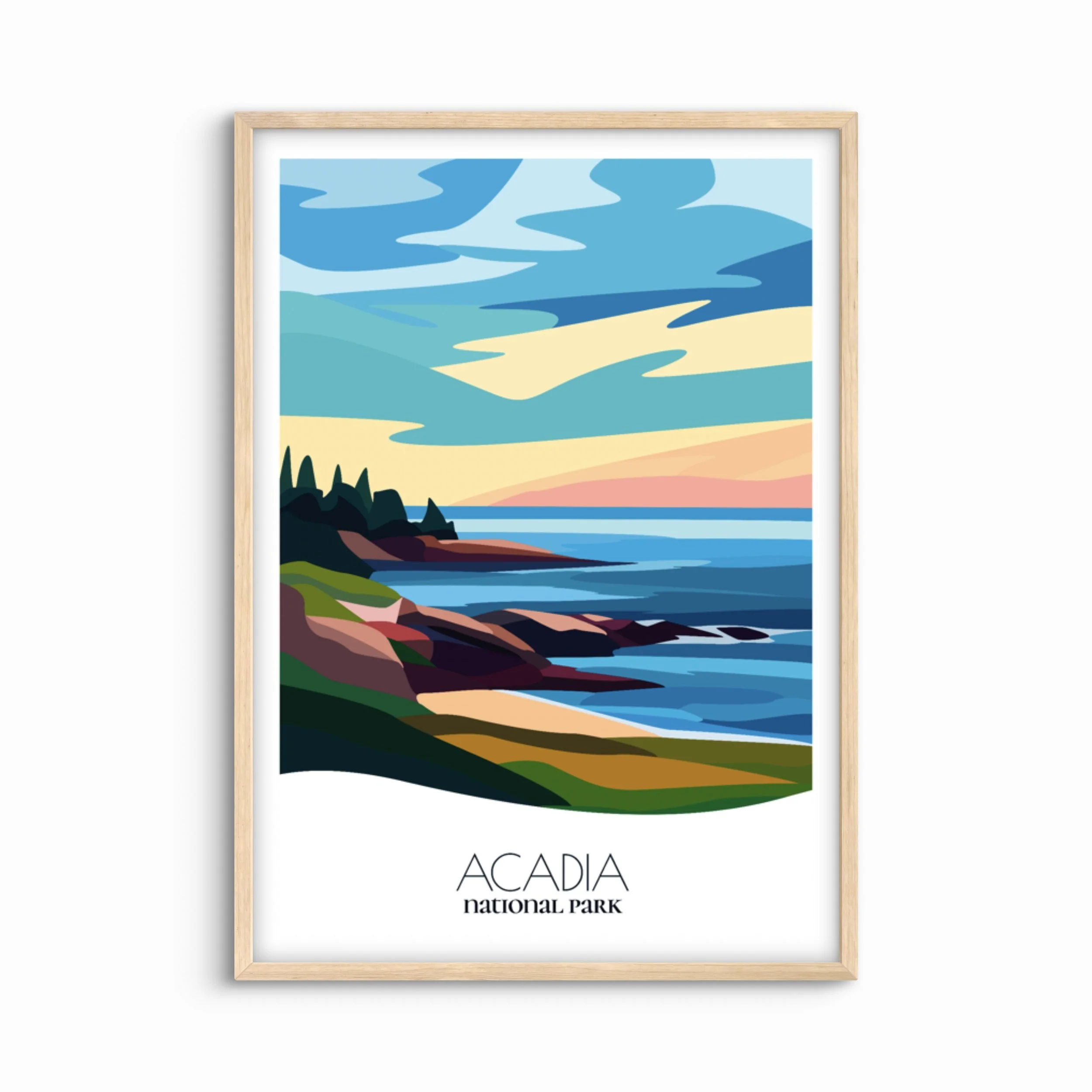 Acadia National Park Abstract Travel Poster