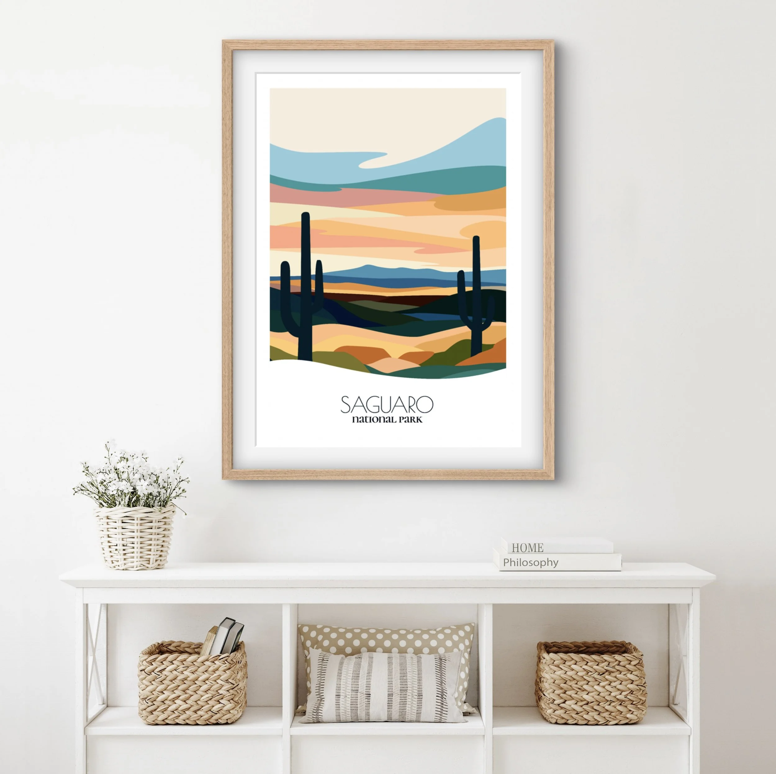 Home decor poster of Saguaro National Park, premium print quality for stylish Tucson, Arizona interiors.