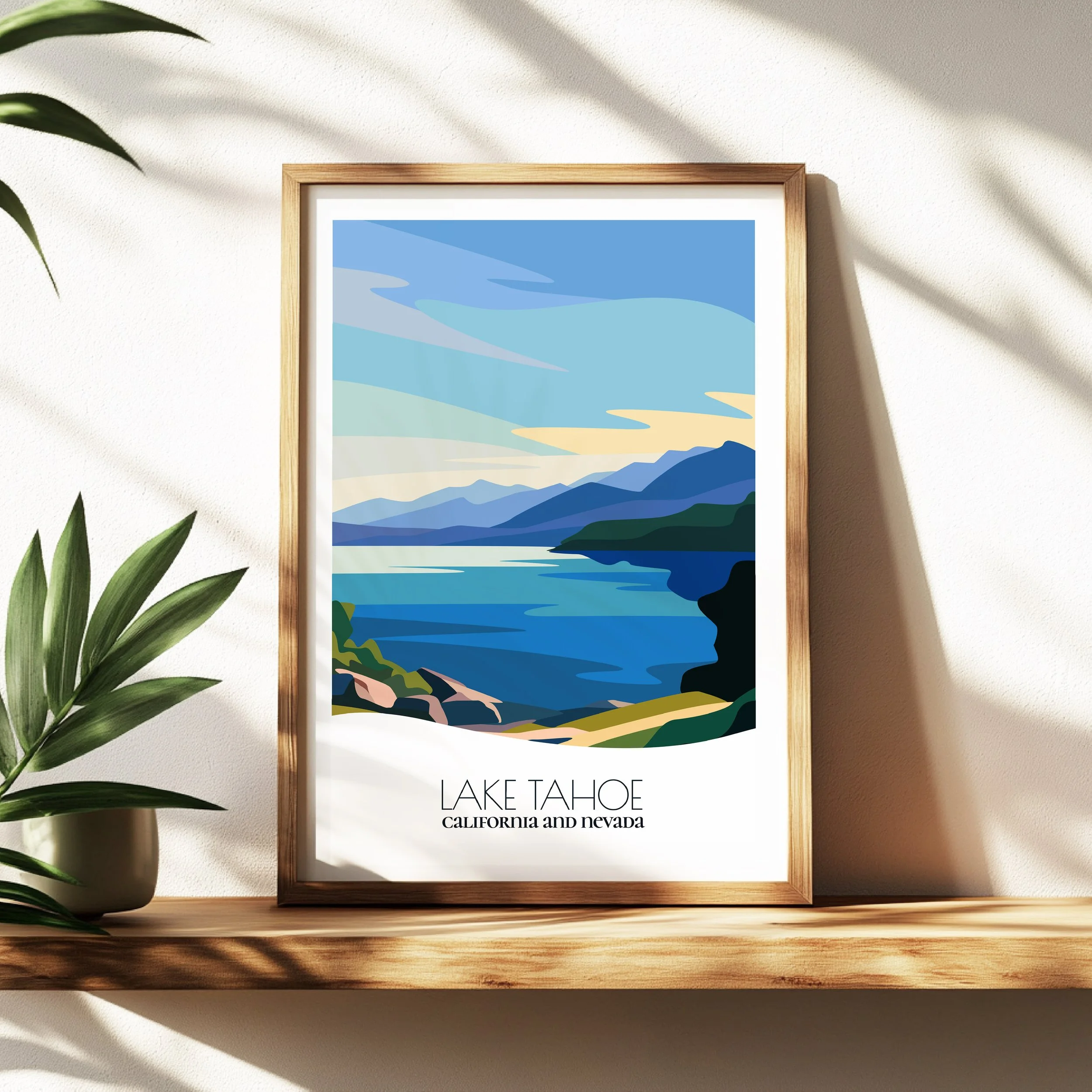 Wall art print of Lake Tahoe for interior decor; high quality print in California and Nevada.
