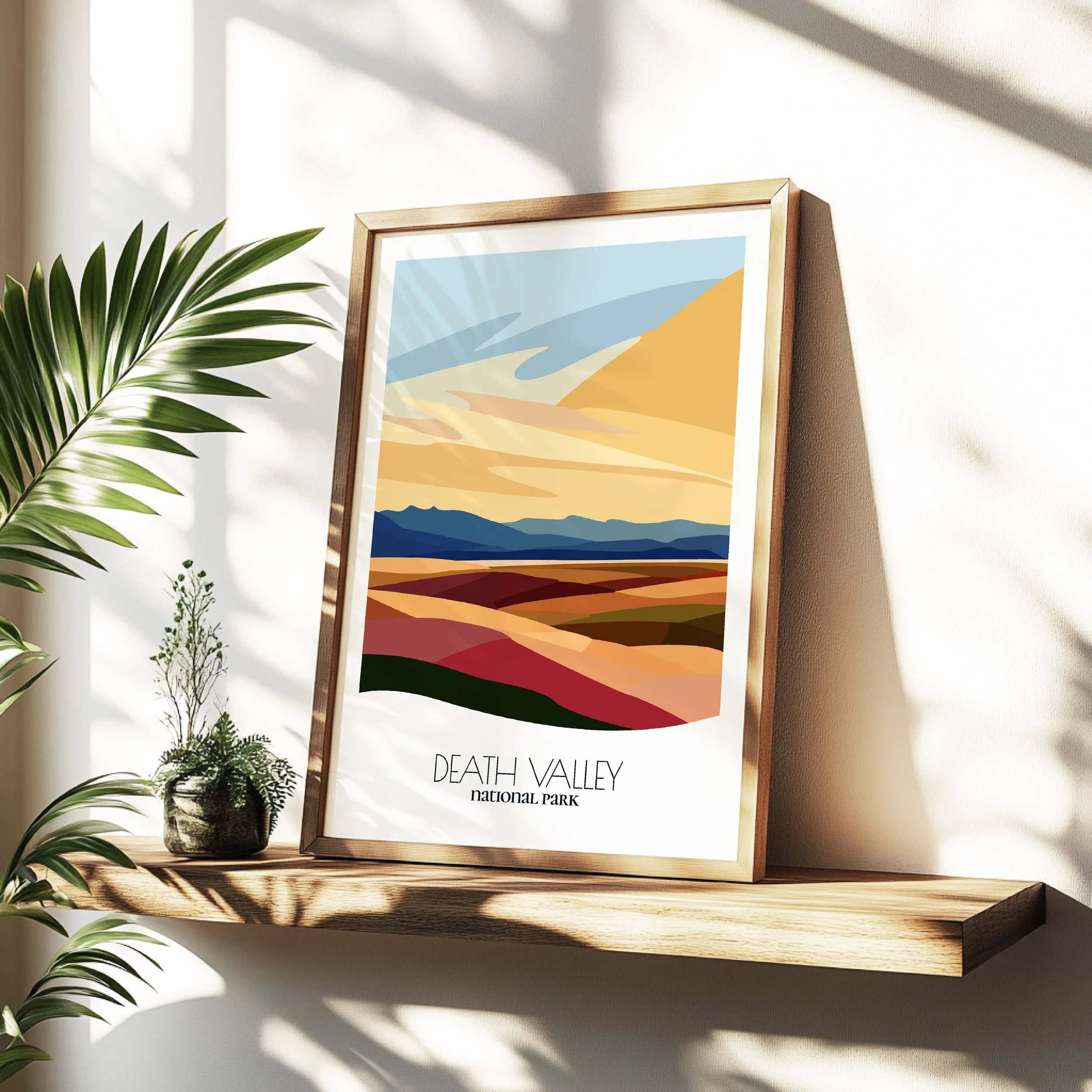 Minimalist travel poster of Death Valley National Park with clean modern design for travelers.