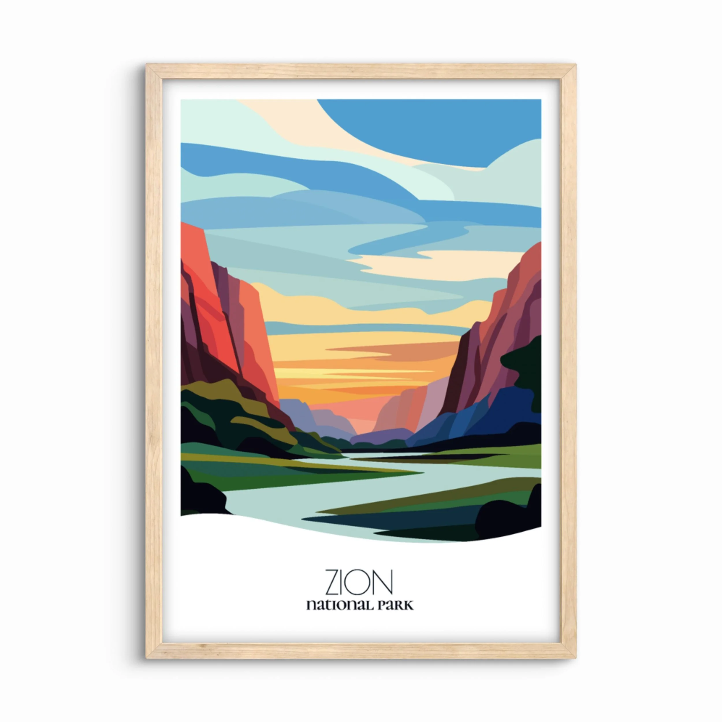 Zion National Park Poster: Bold Abstract Art