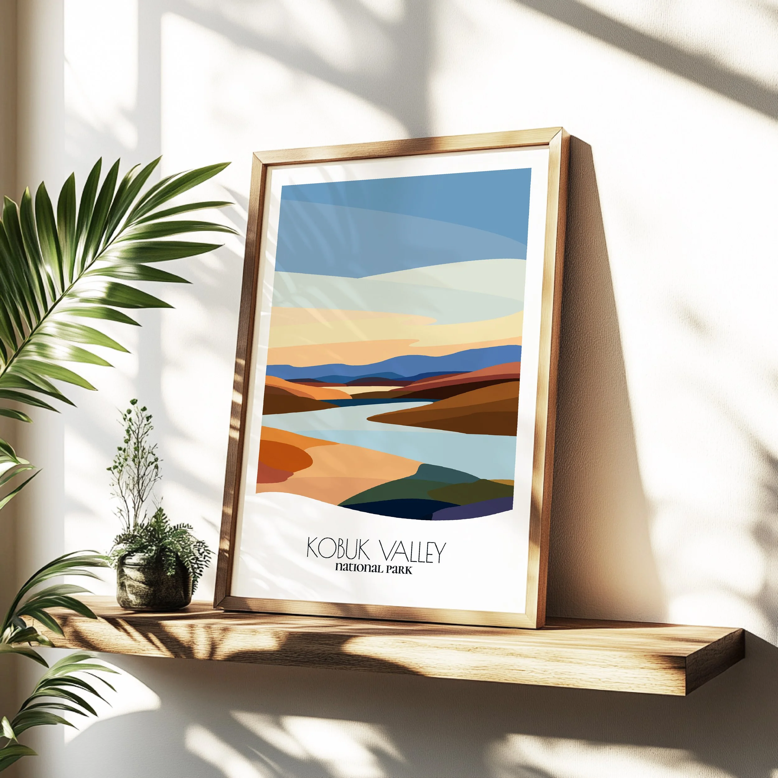 Minimalist travel poster of Kobuk Valley National Park with clean modern design for travelers.