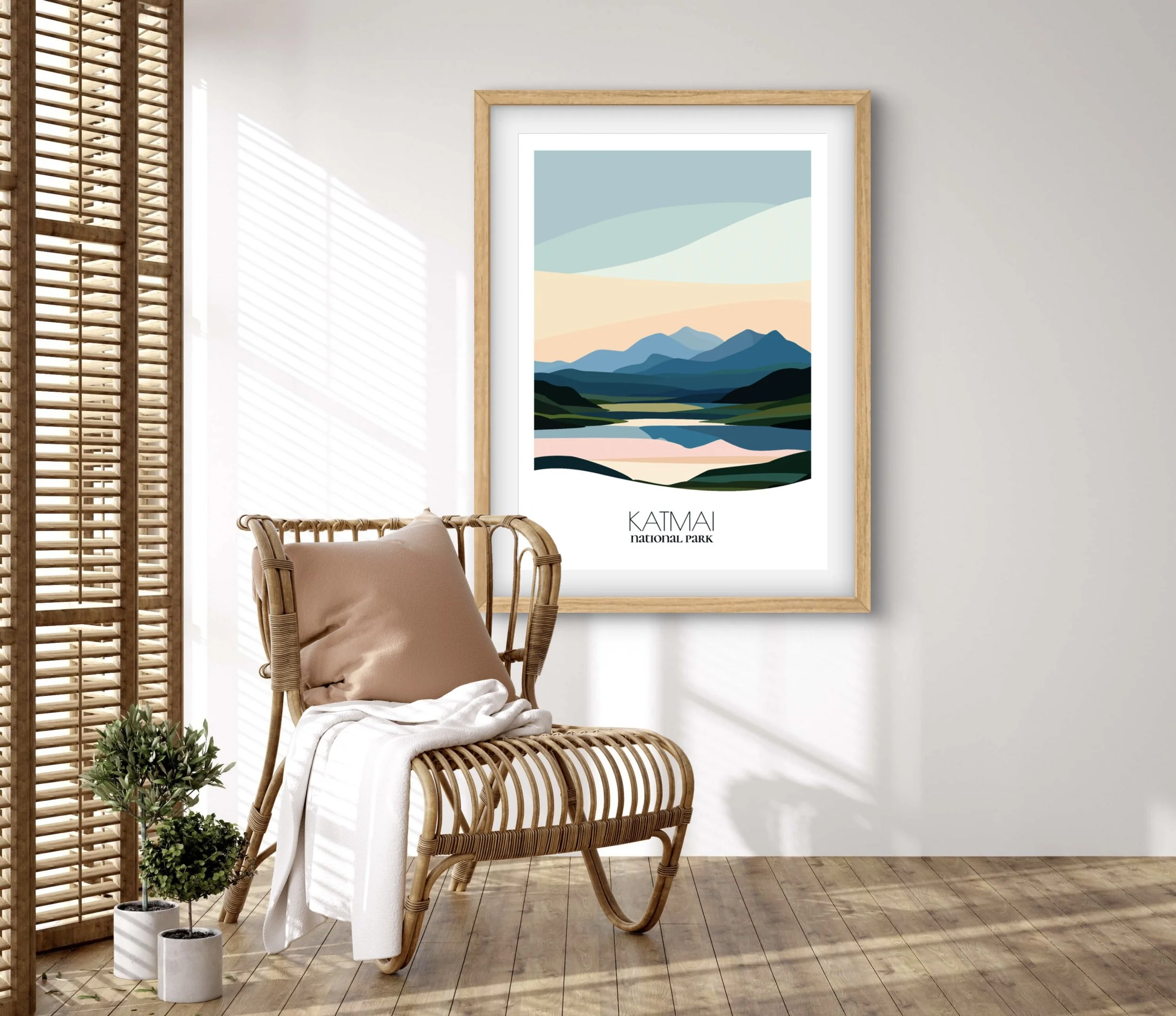 Retravell minimalist poster of Katmai National Park, branded travel art for collectors and fans.