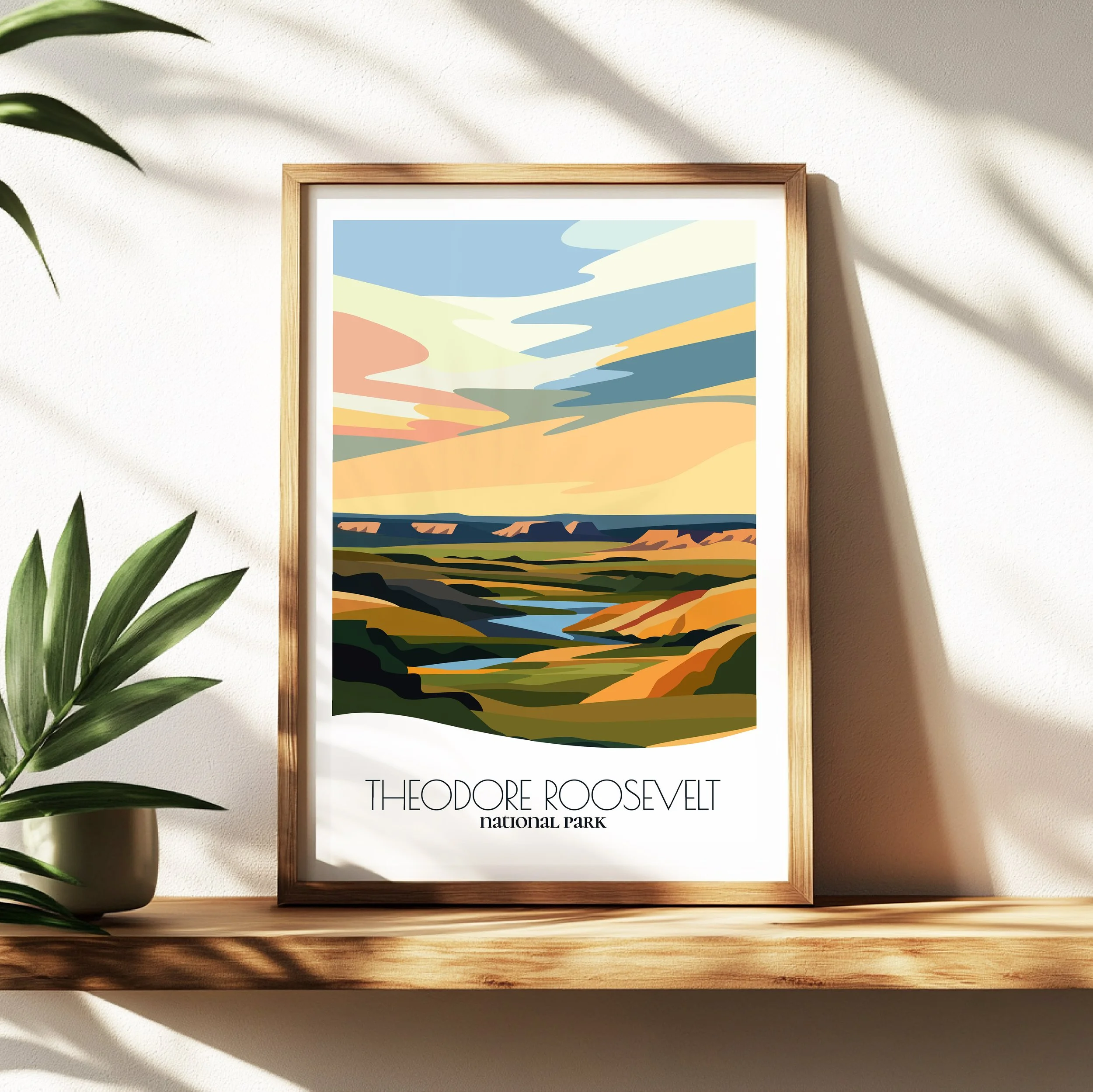 Wall art print of Theodore Roosevelt National Park for interior decor; high quality print in North Dakota.