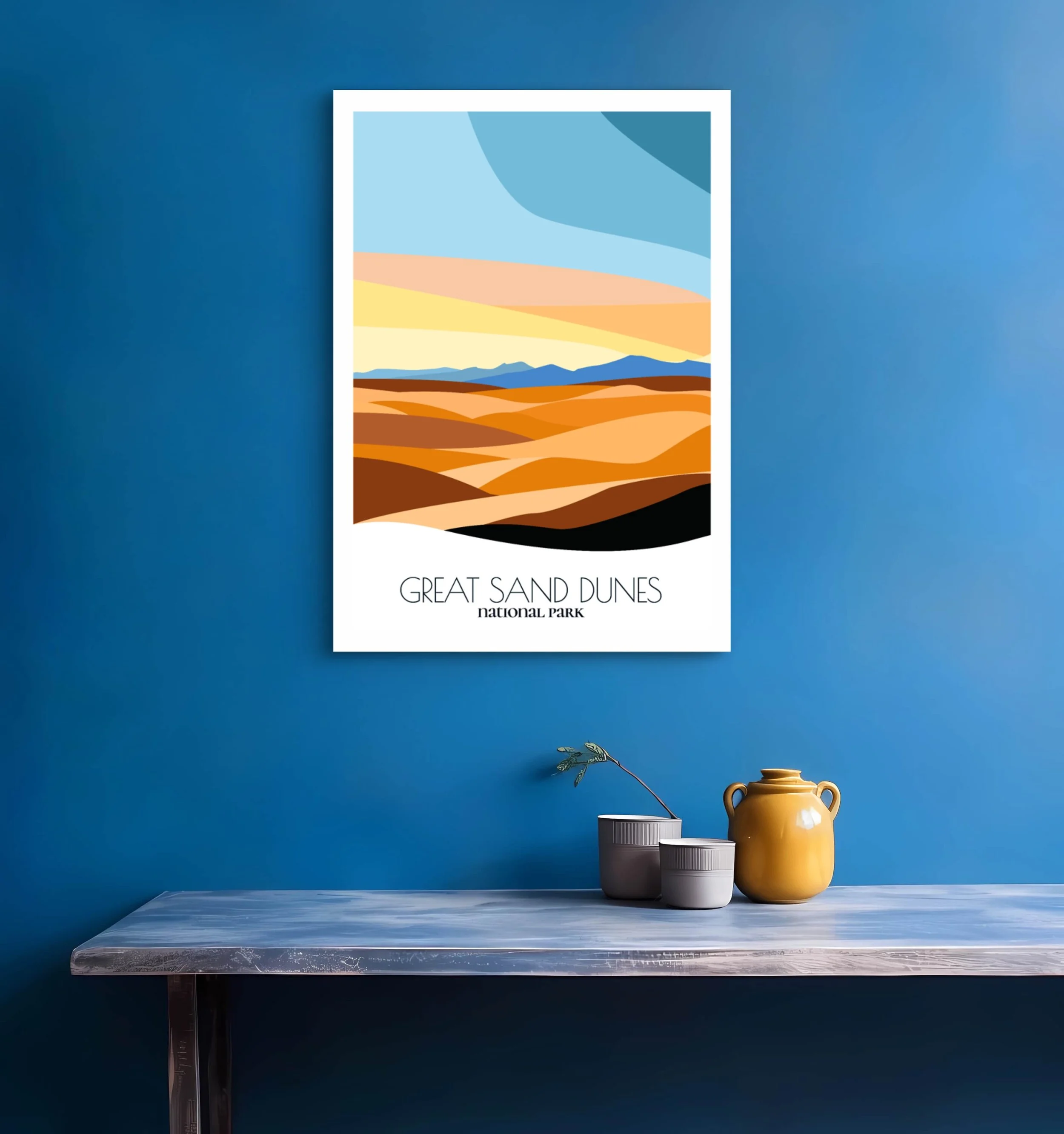 Bedroom print of Great Sand Dunes National Park and Preserve with calming minimalist composition for Colorado homes.