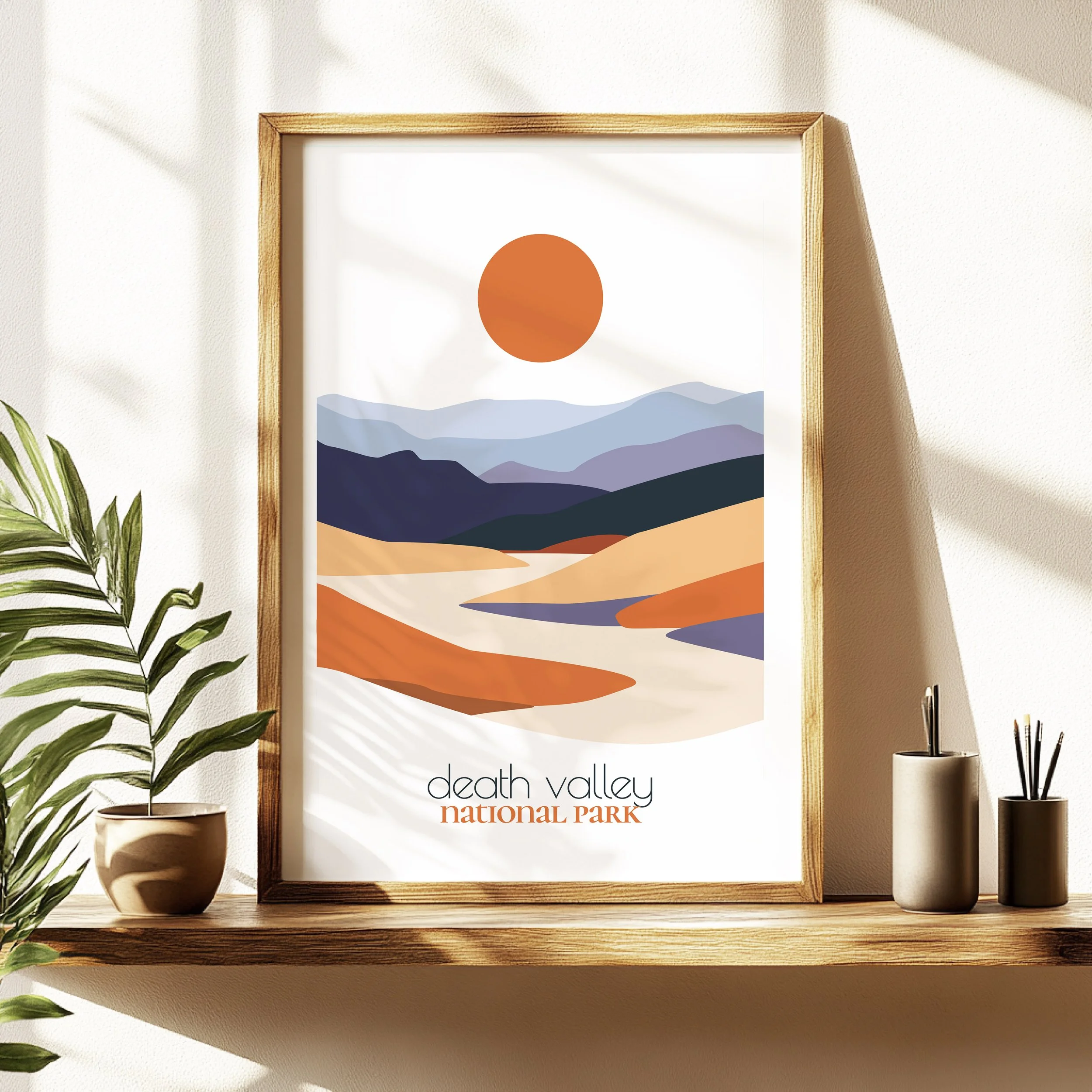 Death Valley travel poster in a minimalist living room design