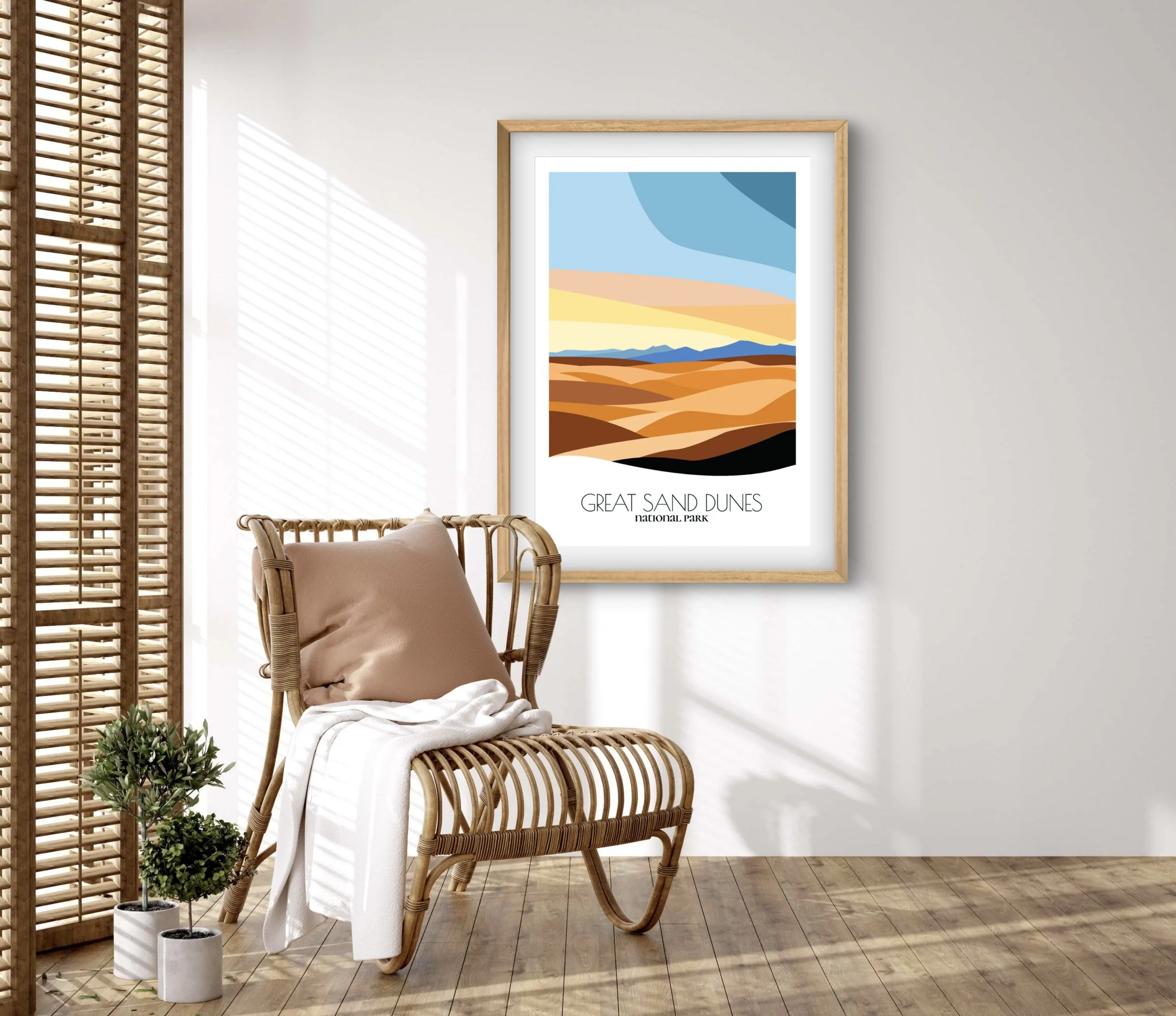 Retravell minimalist poster of Great Sand Dunes National Park and Preserve, branded travel art for collectors and fans.