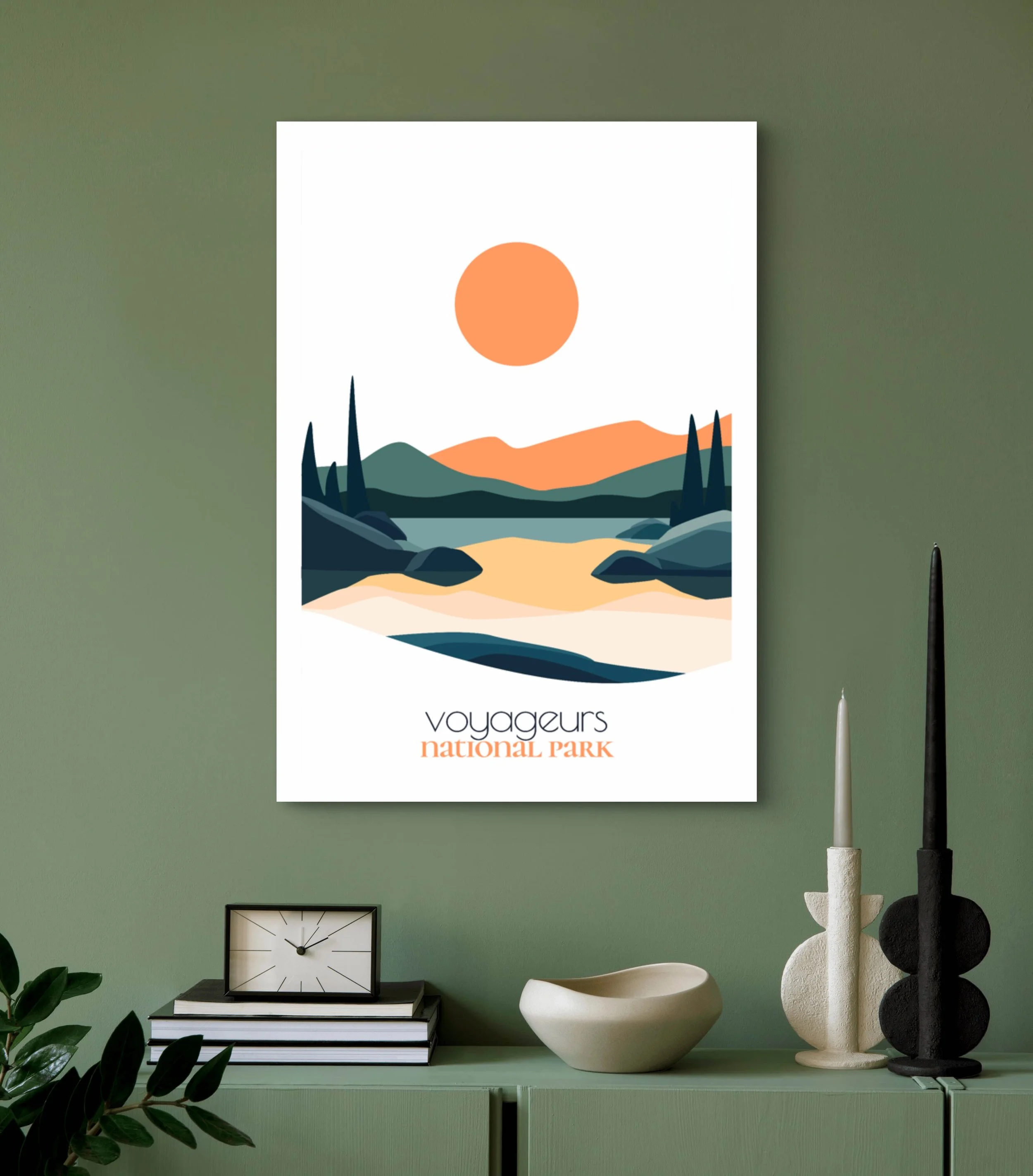 Size guide for voyageurs national park posters and minimalist travel prints
