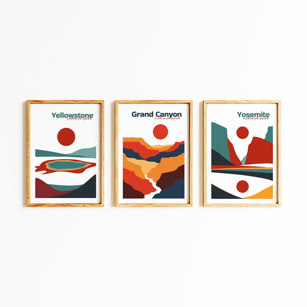 Set of 3 National Park Posters — Buy 3 Pay for 2 | Boho Wall Art
