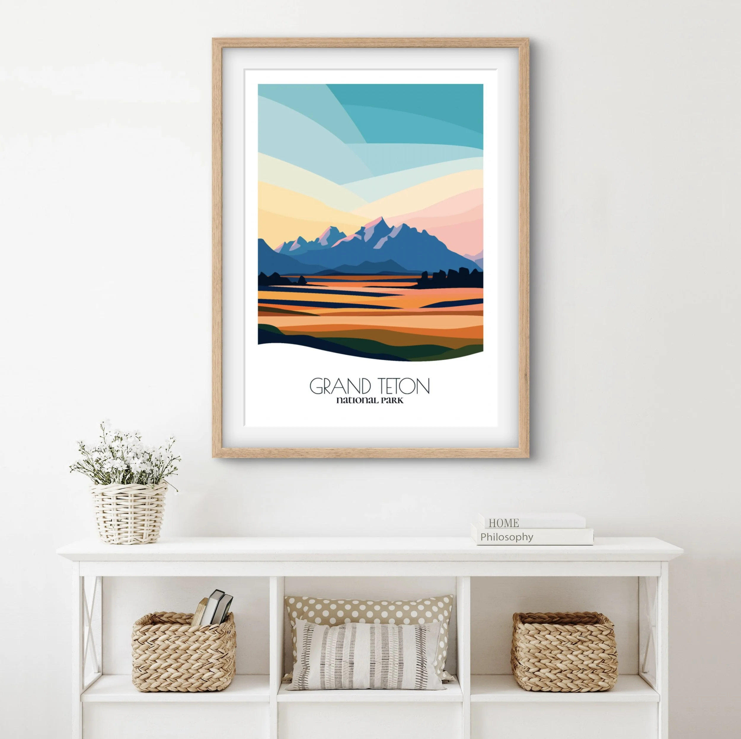 Home decor poster of Grand Teton National Park, premium print quality for stylish Wyoming interiors.