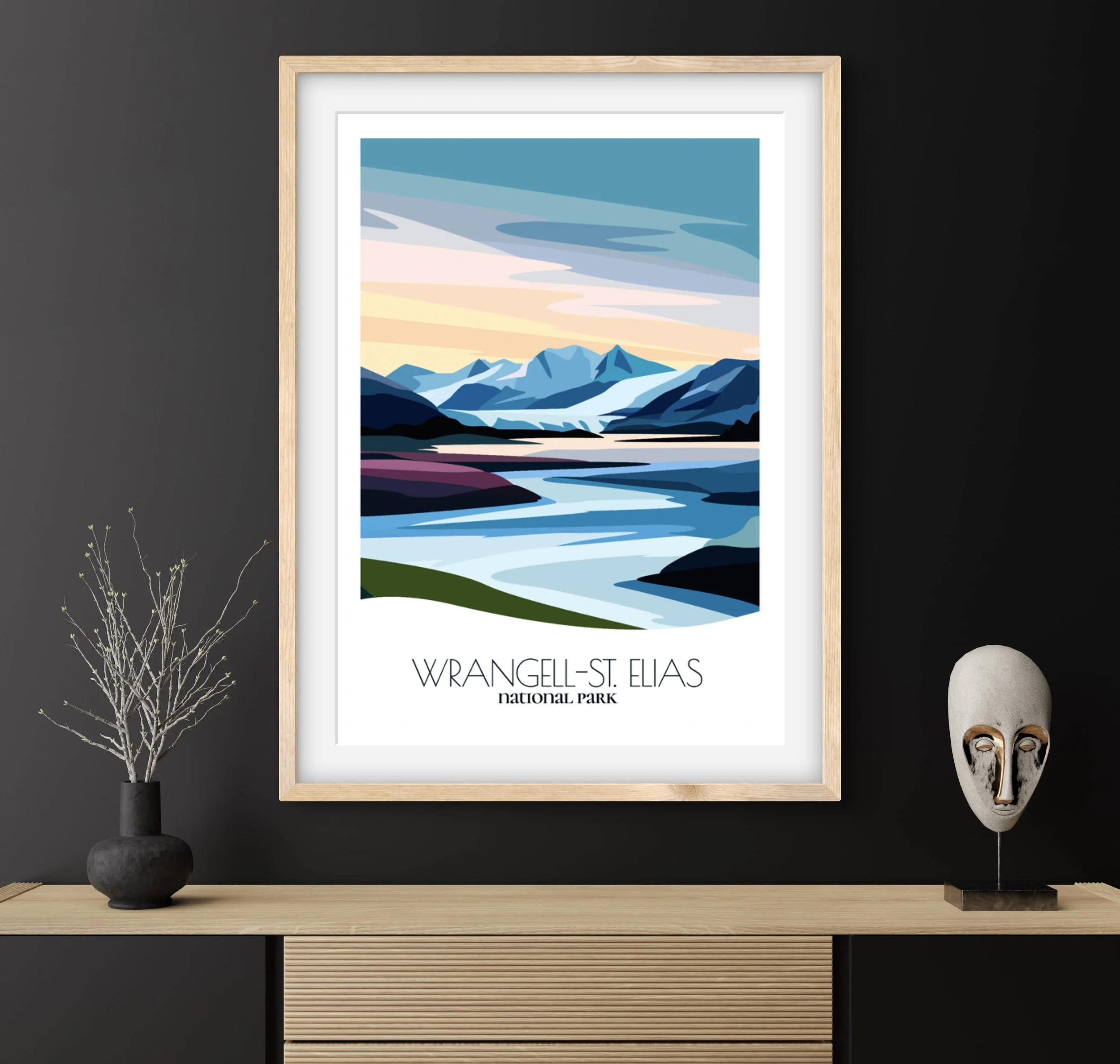 Travel gift idea: framed poster of Wrangell St. Elias National Park and Preserve, ideal for adventure lovers.