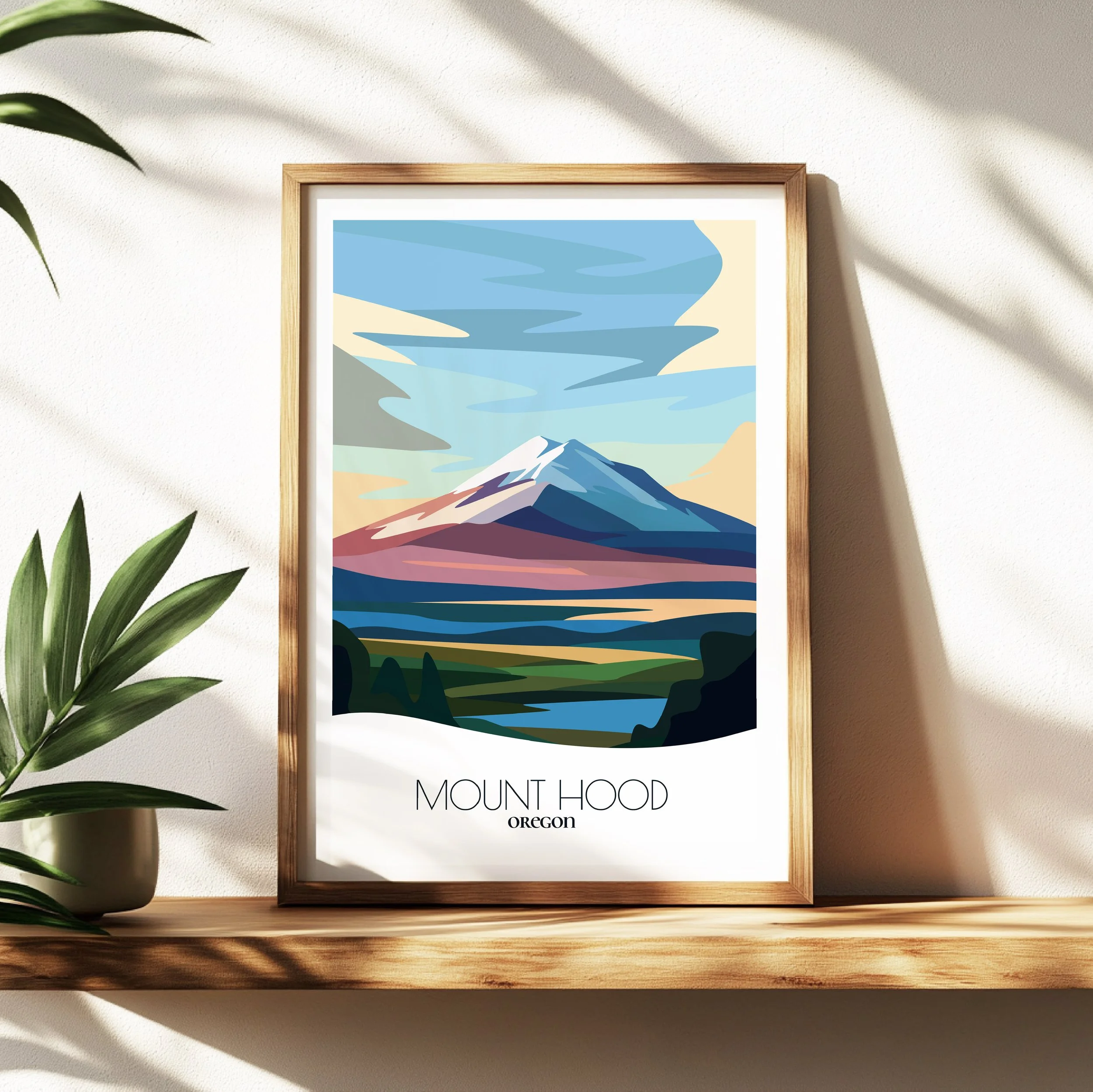 Wall art print of Mount Hood National Forest for interior decor; high quality print in Oregon.