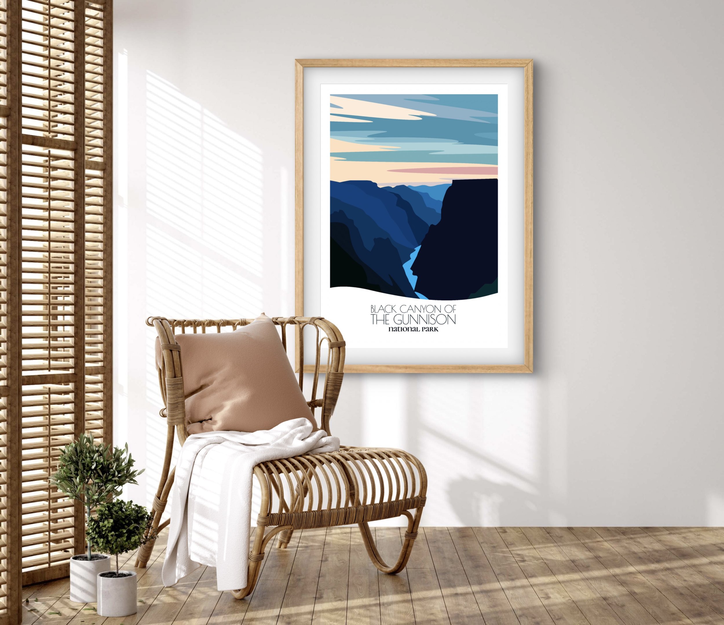 Retravell minimalist poster of Black Canyon of the Gunnison, branded travel art for collectors and fans.
