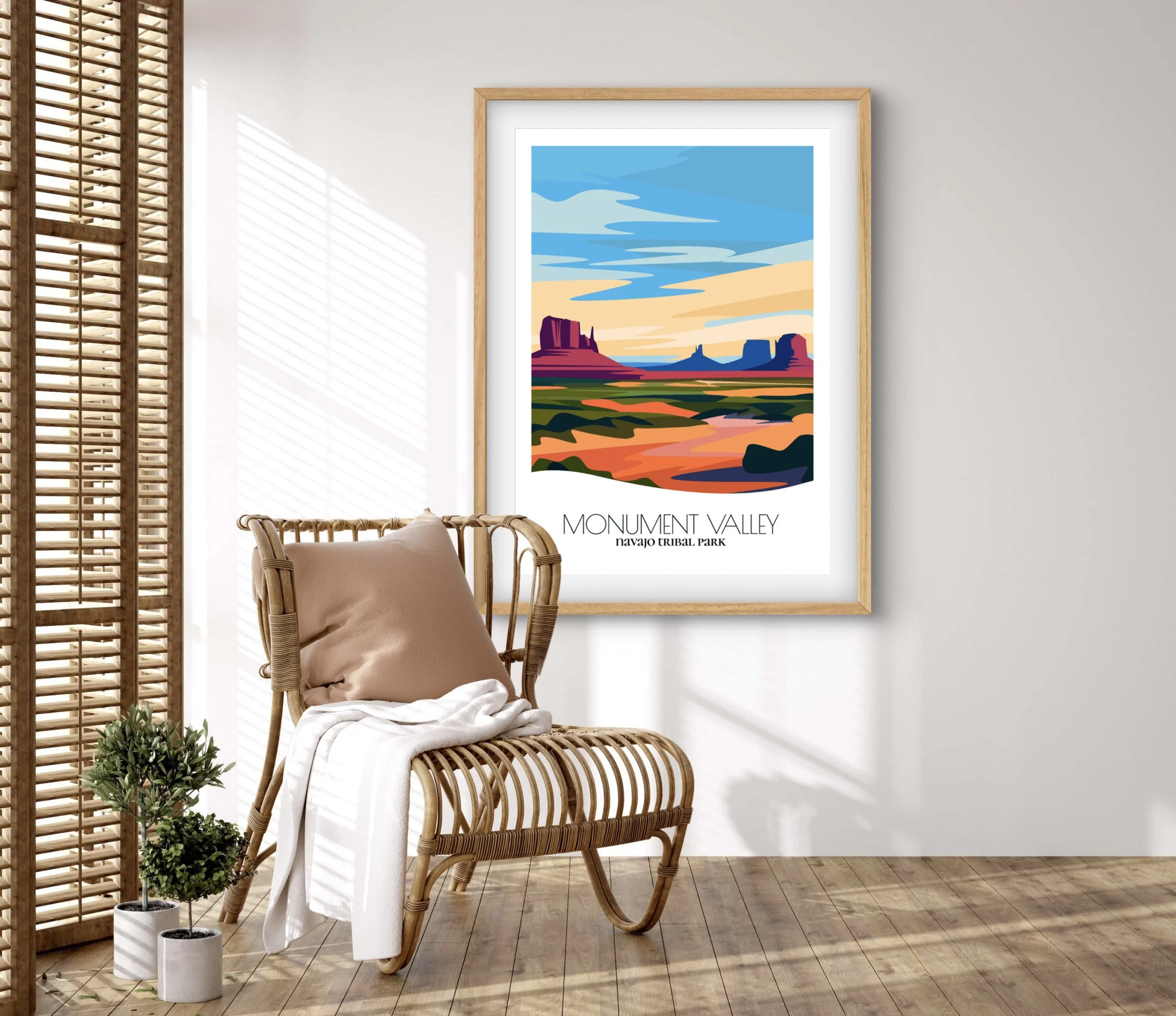 Retravell minimalist poster of Monument Valley , branded travel art for collectors and fans.