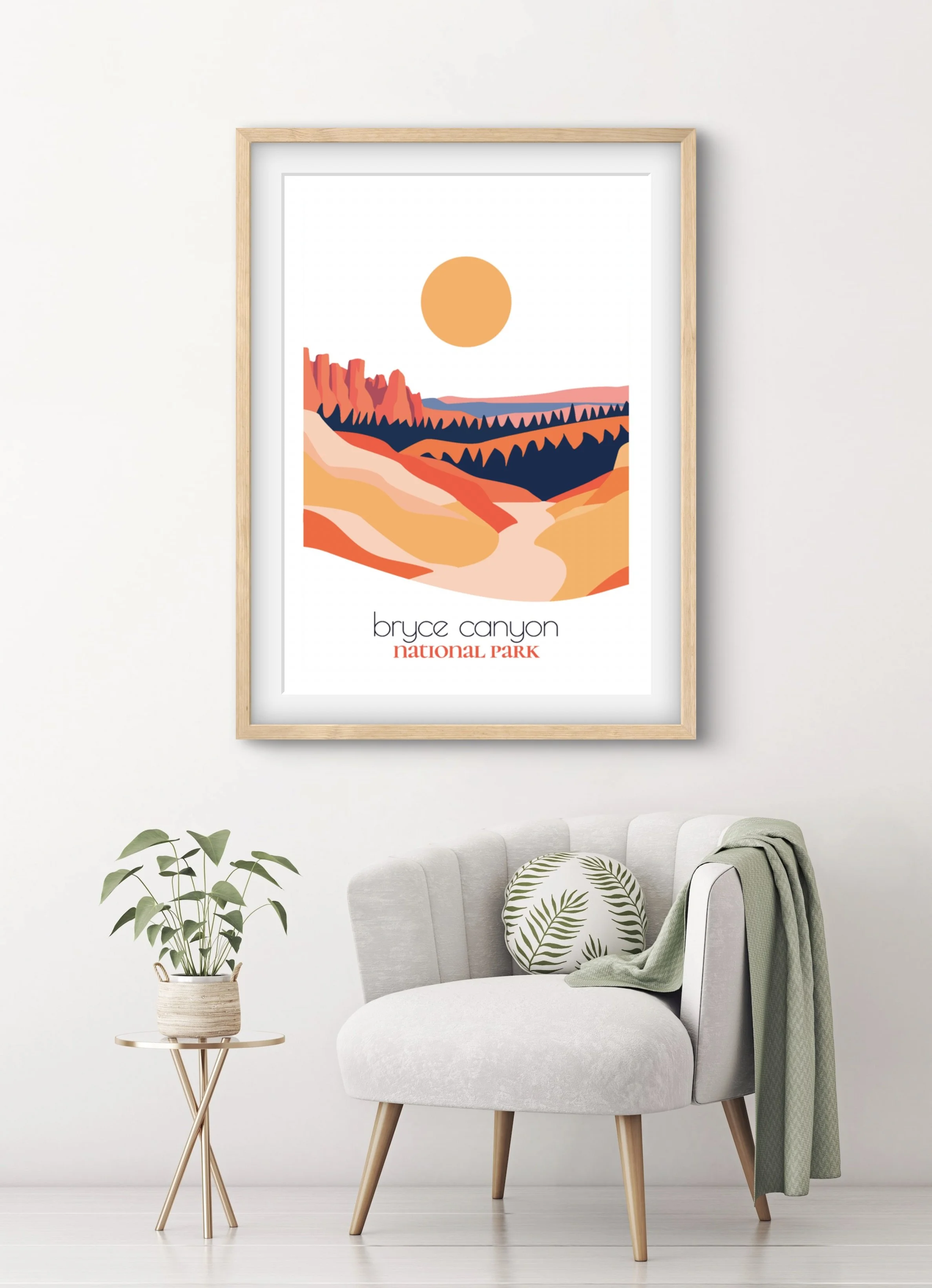 Modern Bryce Canyon travel print for minimalist home office decor