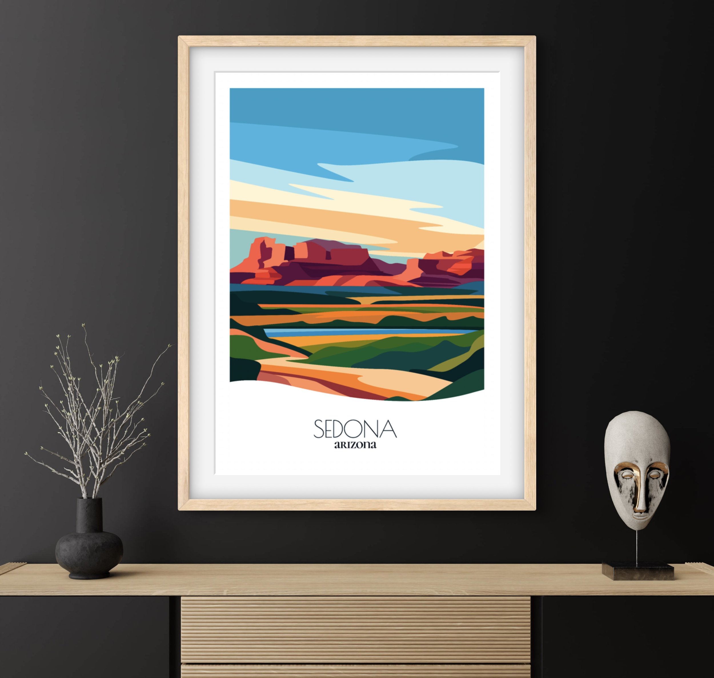 Travel gift idea: framed poster of Sedona, ideal for adventure lovers.
