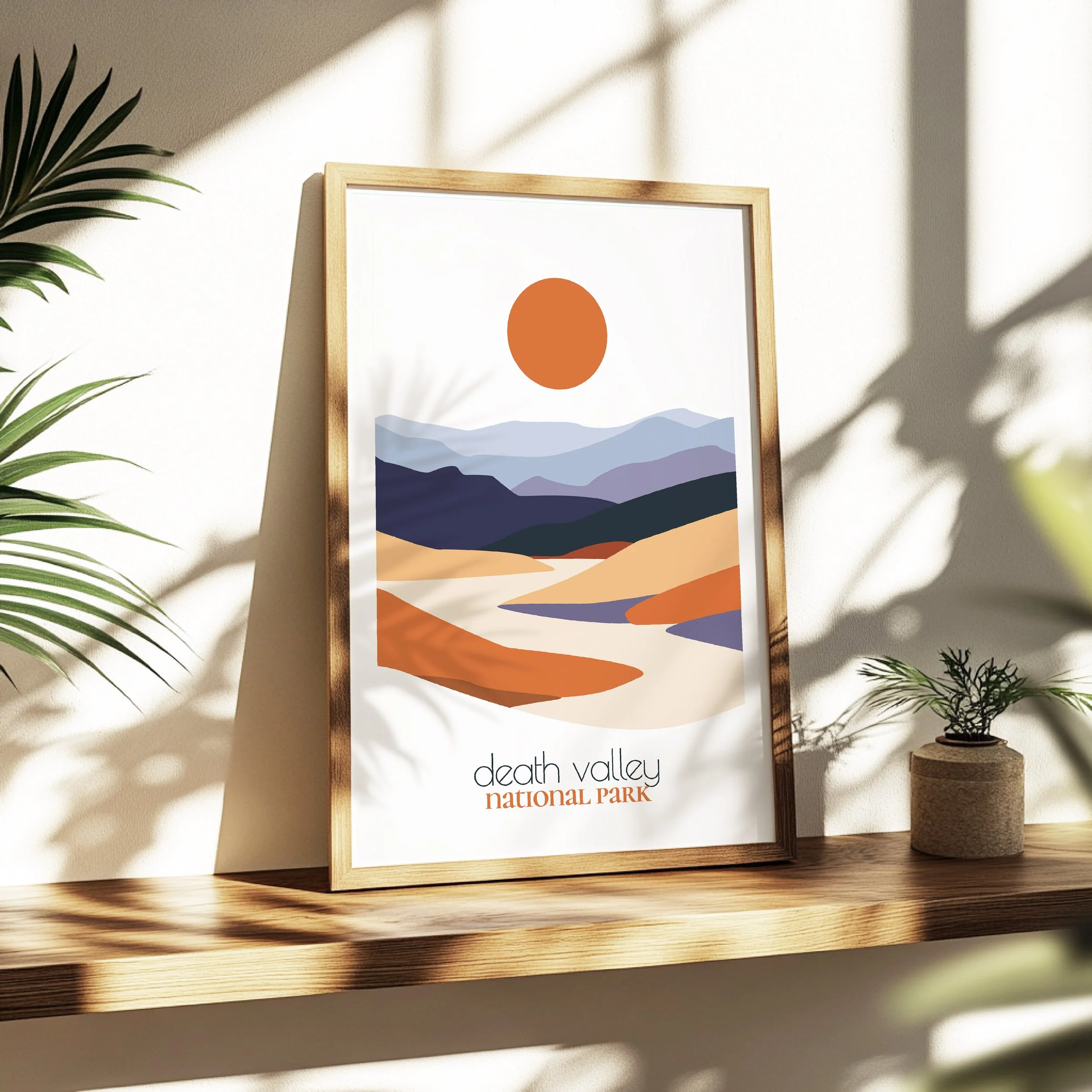 Death Valley national park print - soothing minimalist nature wall art for bedroom