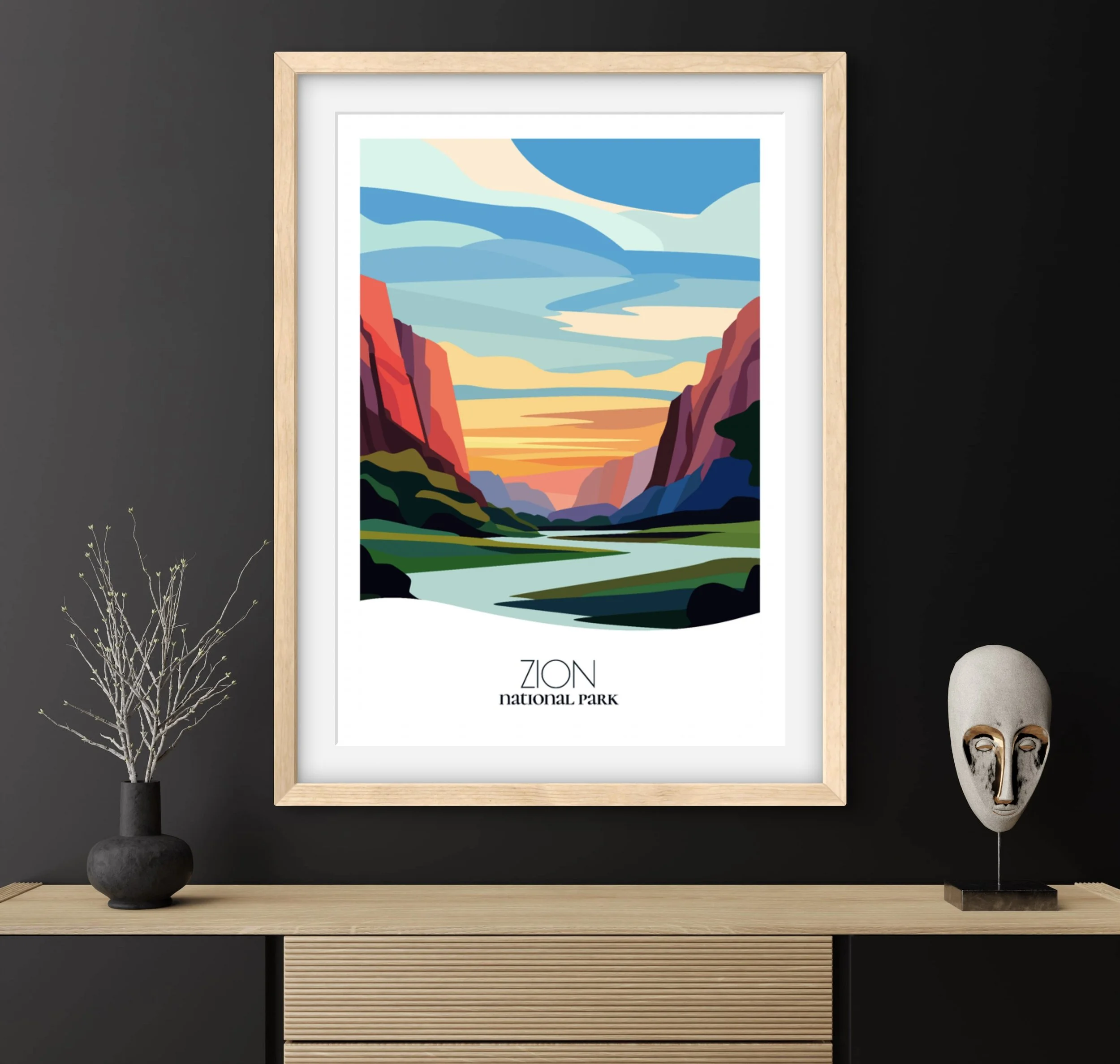 Travel gift idea: framed poster of Zion , ideal for adventure lovers.