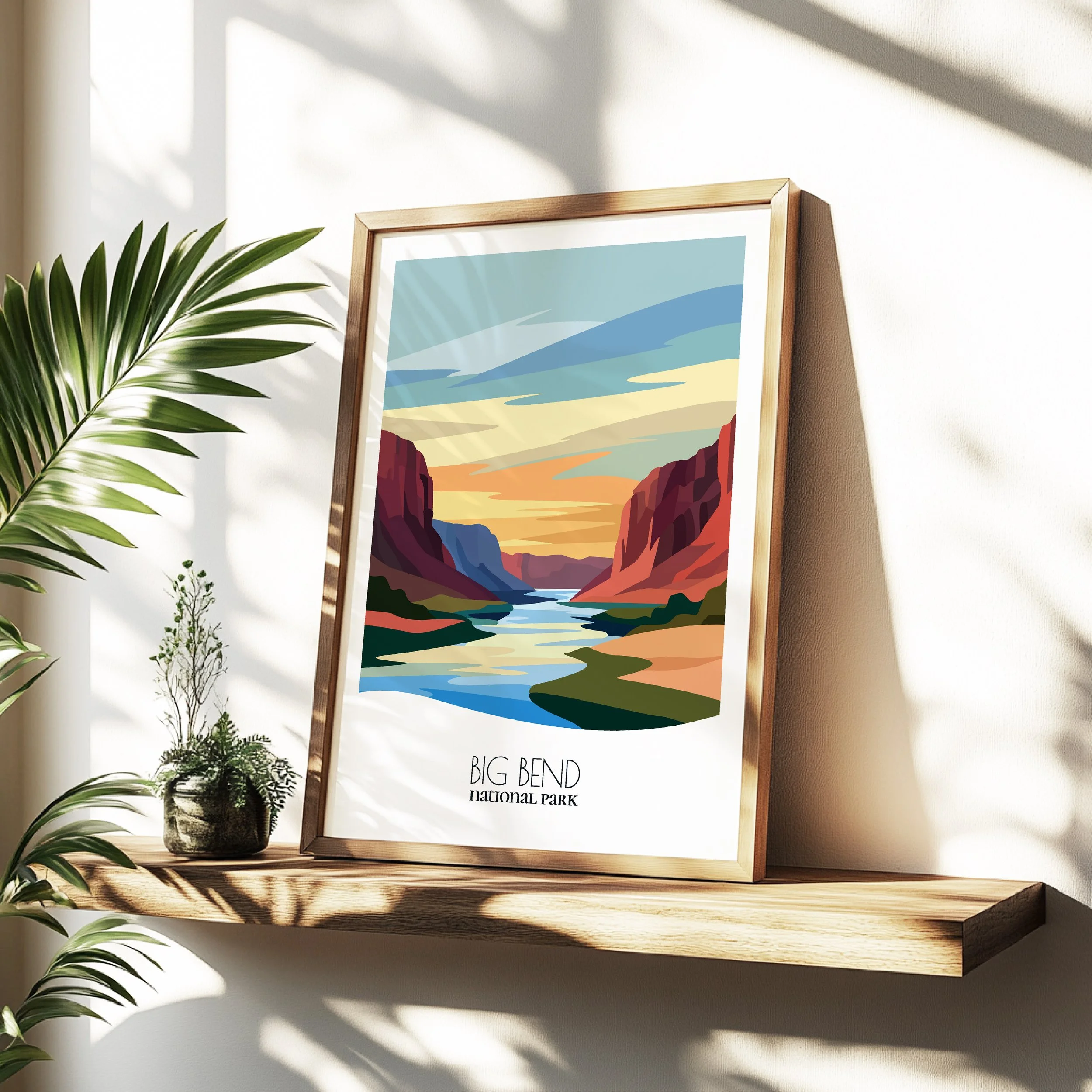 Minimalist travel poster of Big Bend National Park with clean modern design for travelers.
