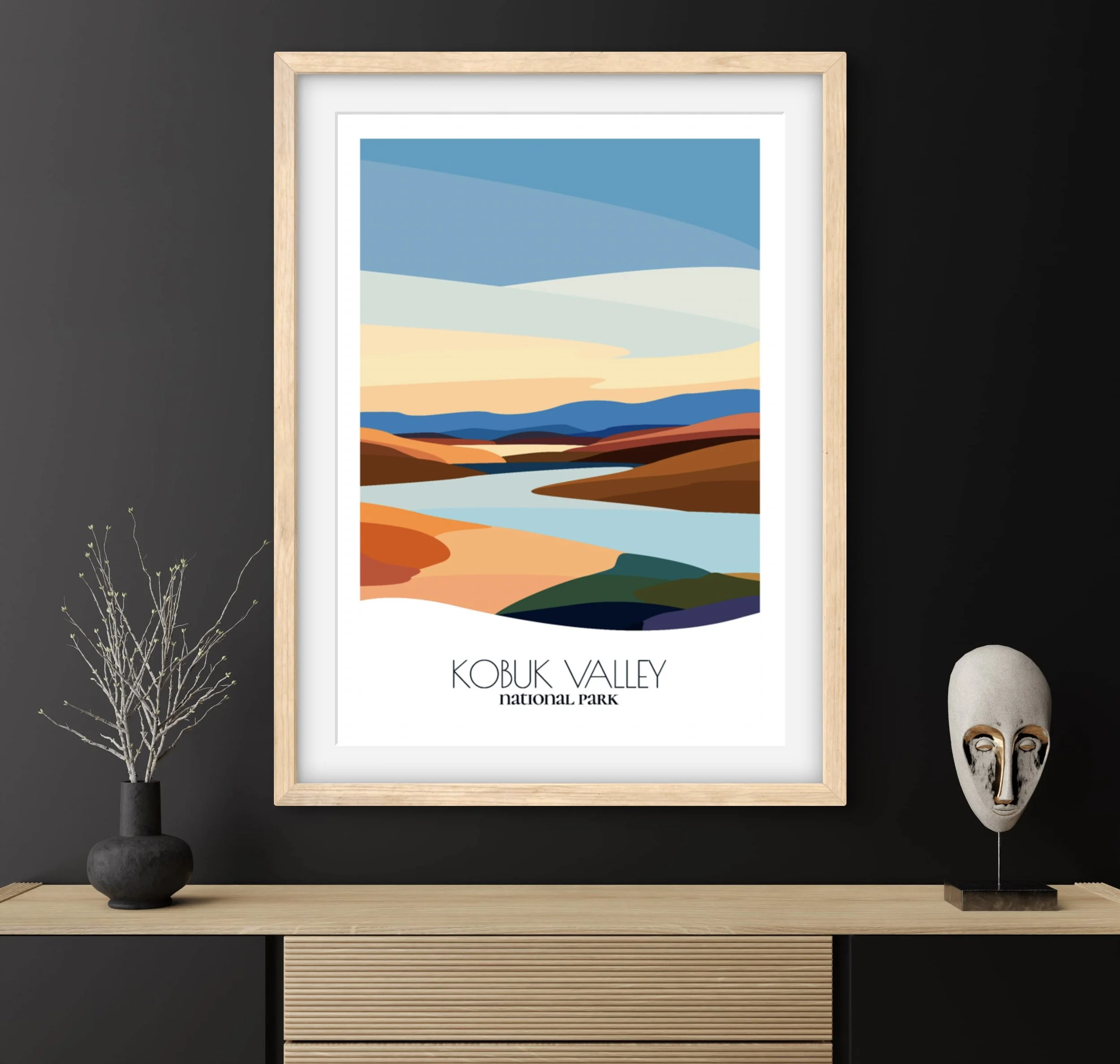Travel gift idea: framed poster of Kobuk Valley National Park, ideal for adventure lovers.
