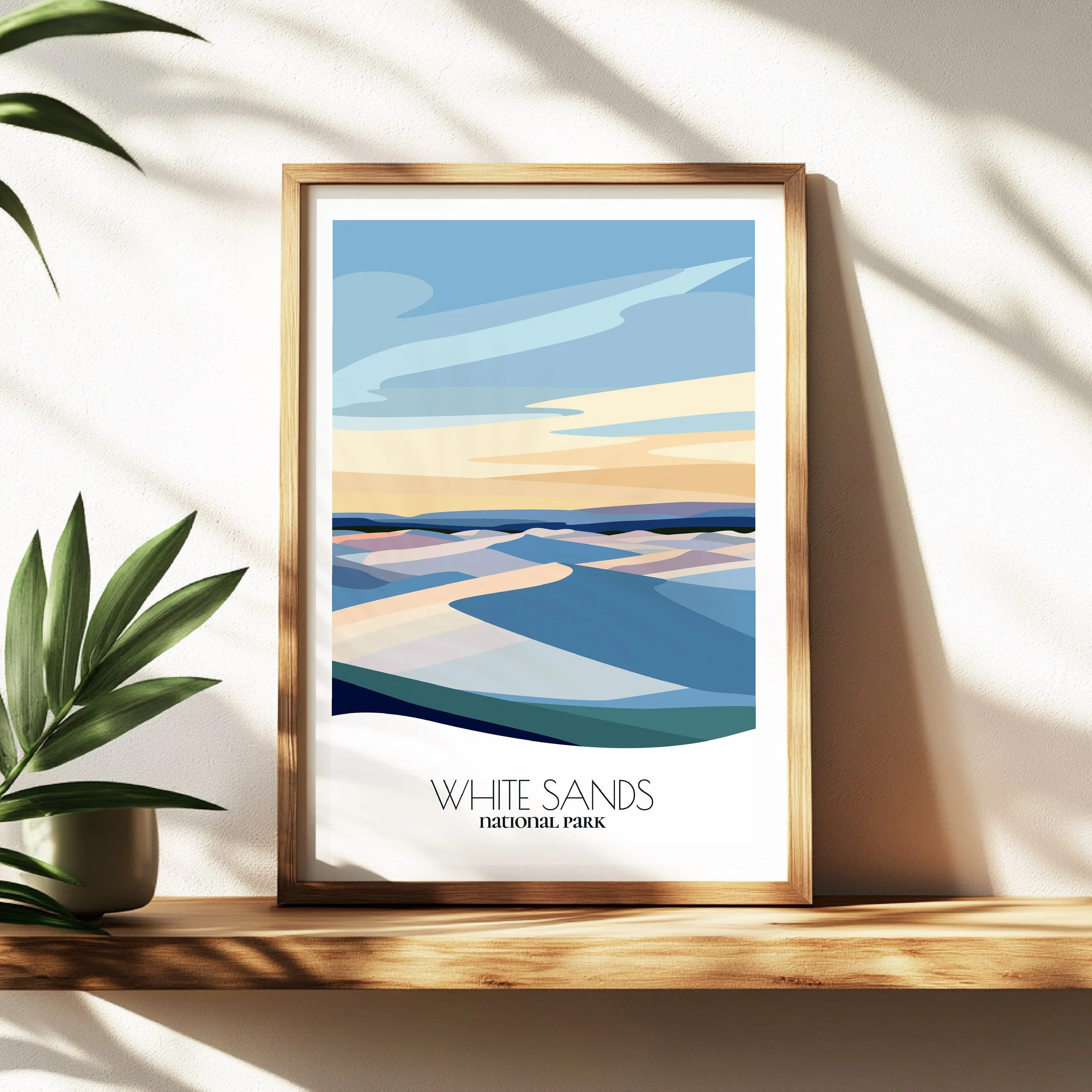 Wall art print of White Sands National Park for interior decor; high quality print in New Mexico.