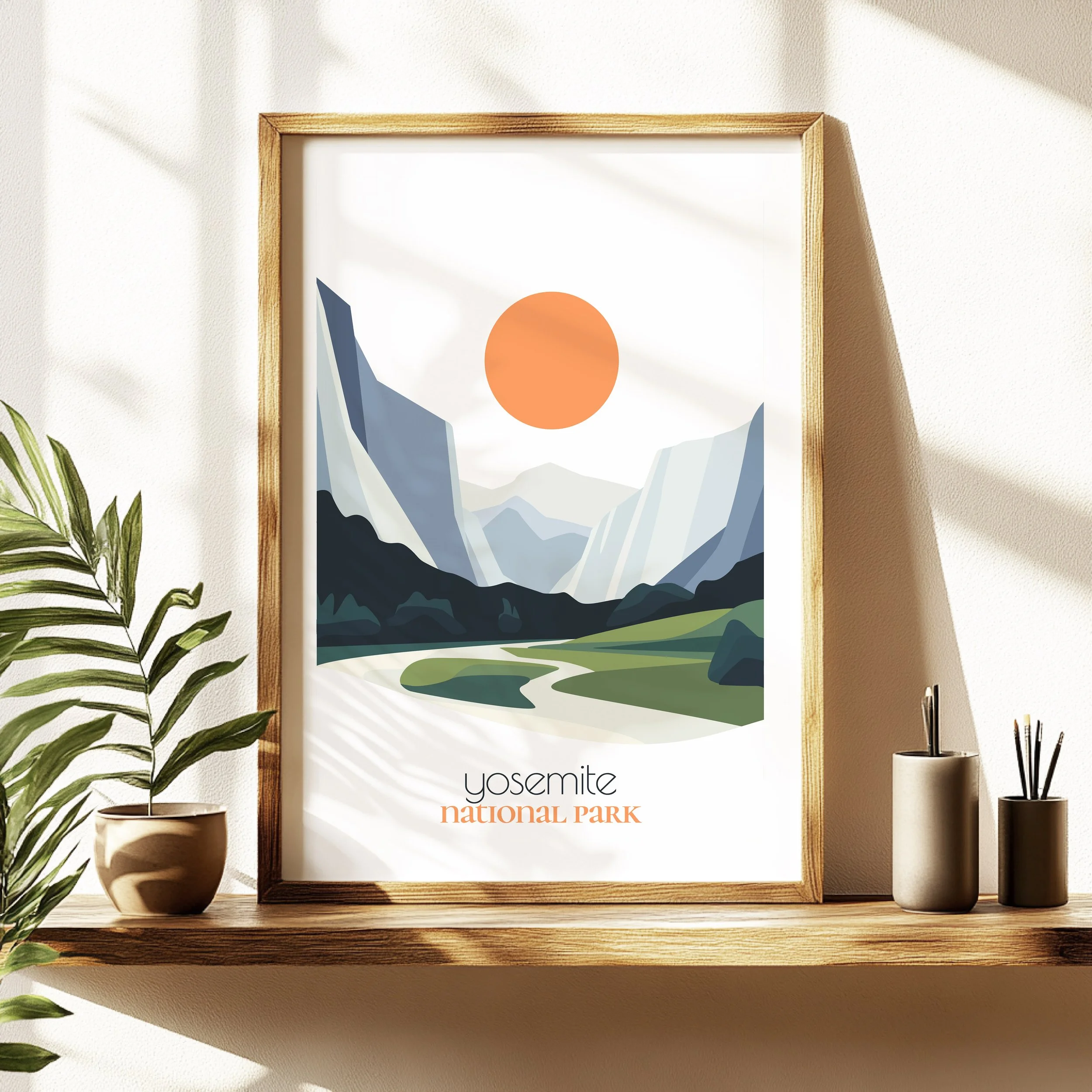 yosemite travel poster in a minimalist living room design